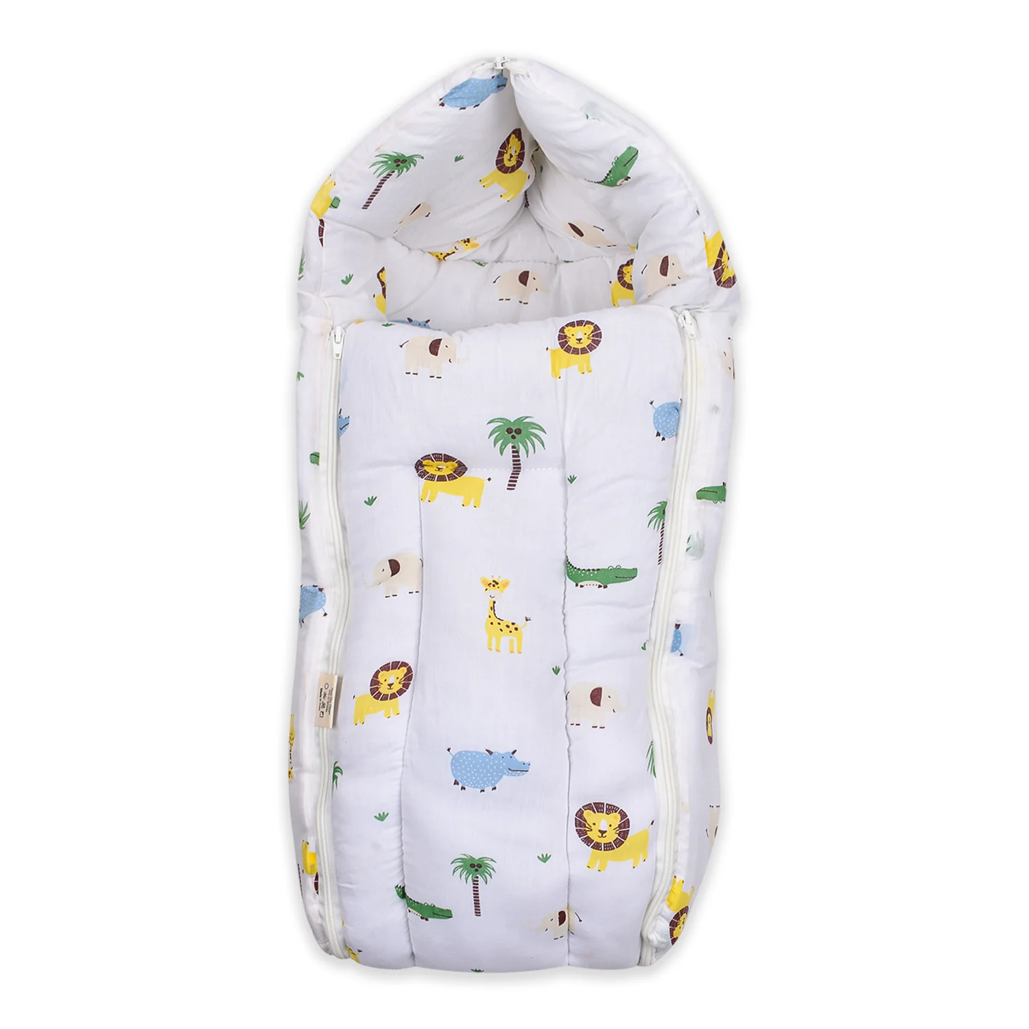 Moms Home Baby Organic Cotton Muslin Sleeping cum Carrying Nest Bag- Jungle Safari 0-3 Months - Image 3