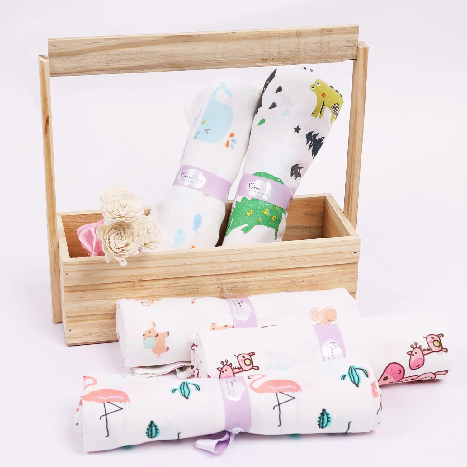 Mom's Home Organic Cotton Baby Muslin Cloth Swaddle | 0-12 Months (Pack of 5) - Image 3