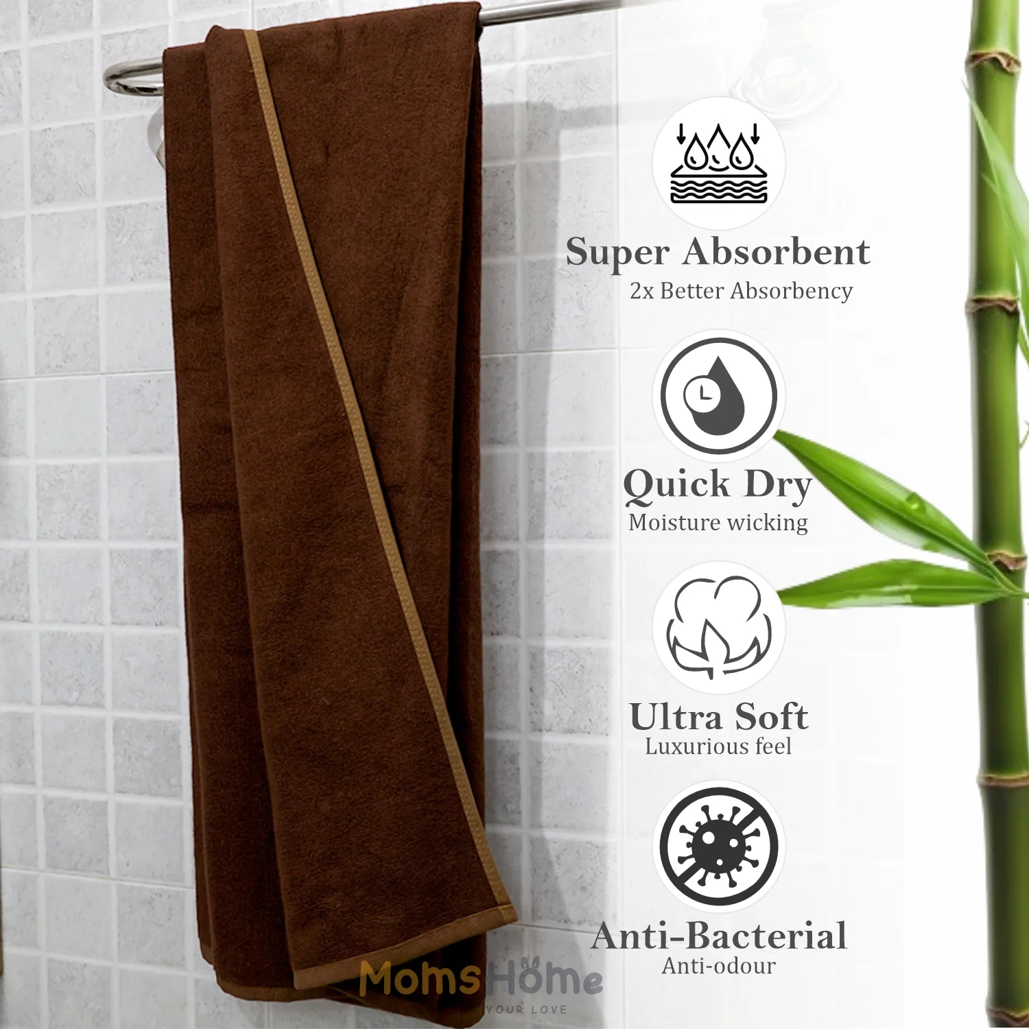 Moms Home Organic Cotton Bamboo Bath Towel | 75x150 CM | Pack Of 1 - Image 11