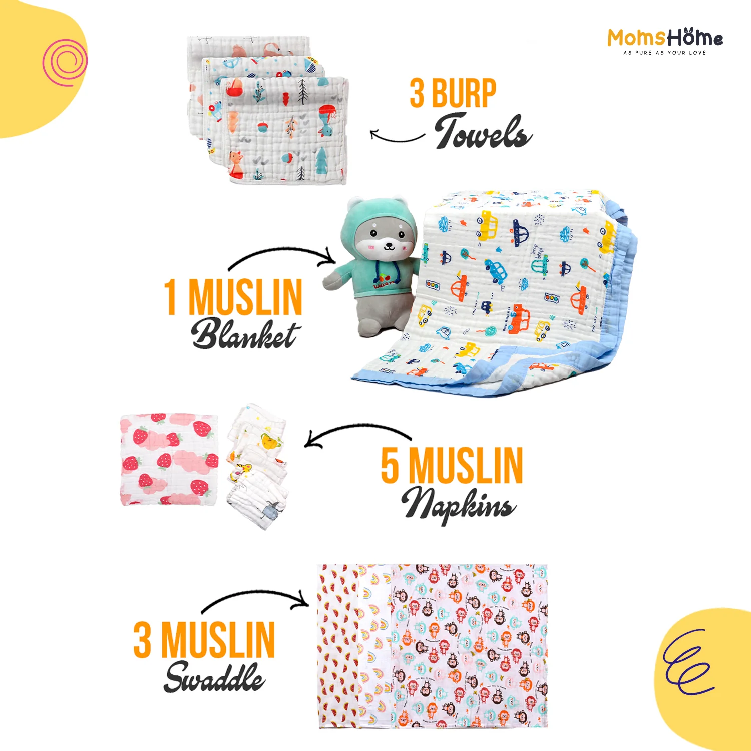 New Born All Muslin Gift Set | 19  items - Image 3