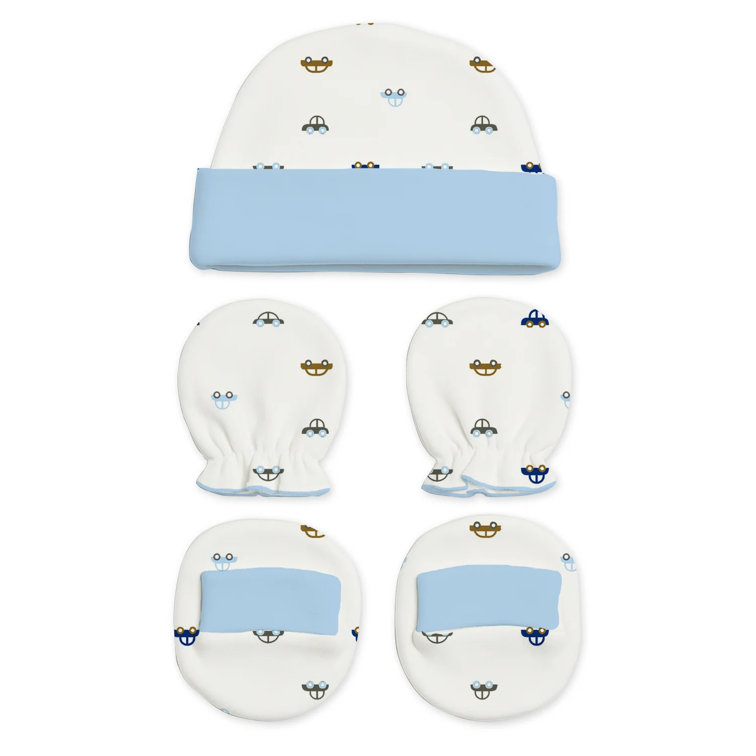 New Born Baby Cap Mitten Bootie Set | Pack of 4 | Mixed Design - Image 4