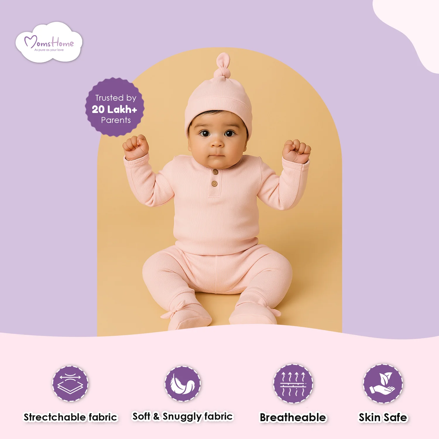 Baby Essential Gift Set | Baby Clothing Gift Combo | New Born Baby Clothing Set | Pack of 5 | Pearl Pink - Image 6