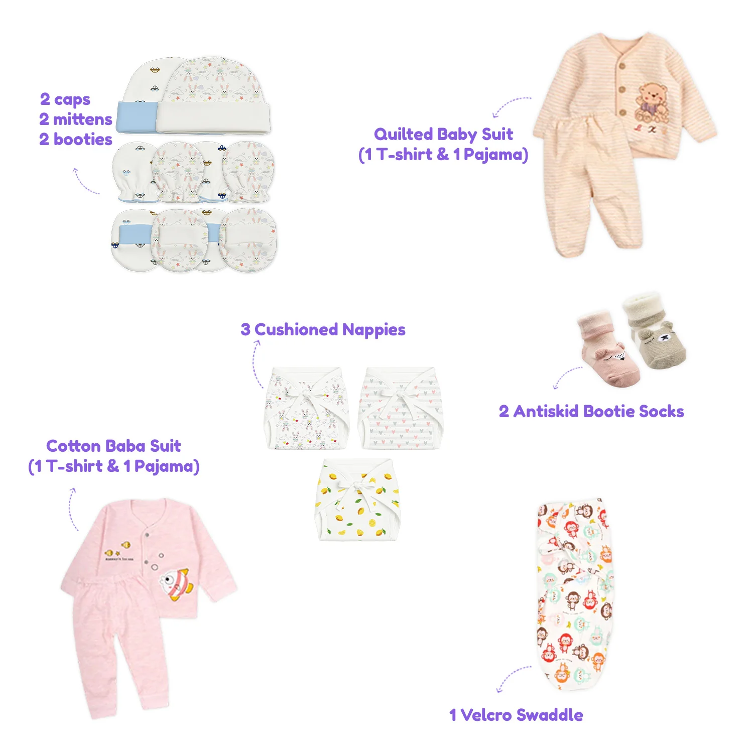 New Born Baby Winter Essentials Gift Combo 0-3 Months - 30 Items - Image 4