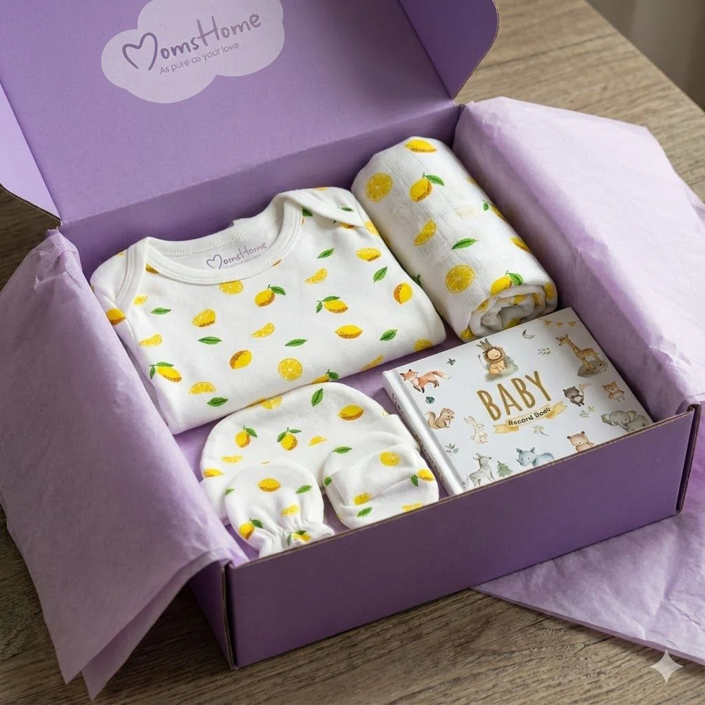 Newborn Baby Homecoming Gift Set | Newborn Essential Gift Hamper | Soft, Gentle & Thoughtful Newborn Gift | Pack of 6 - Image 2