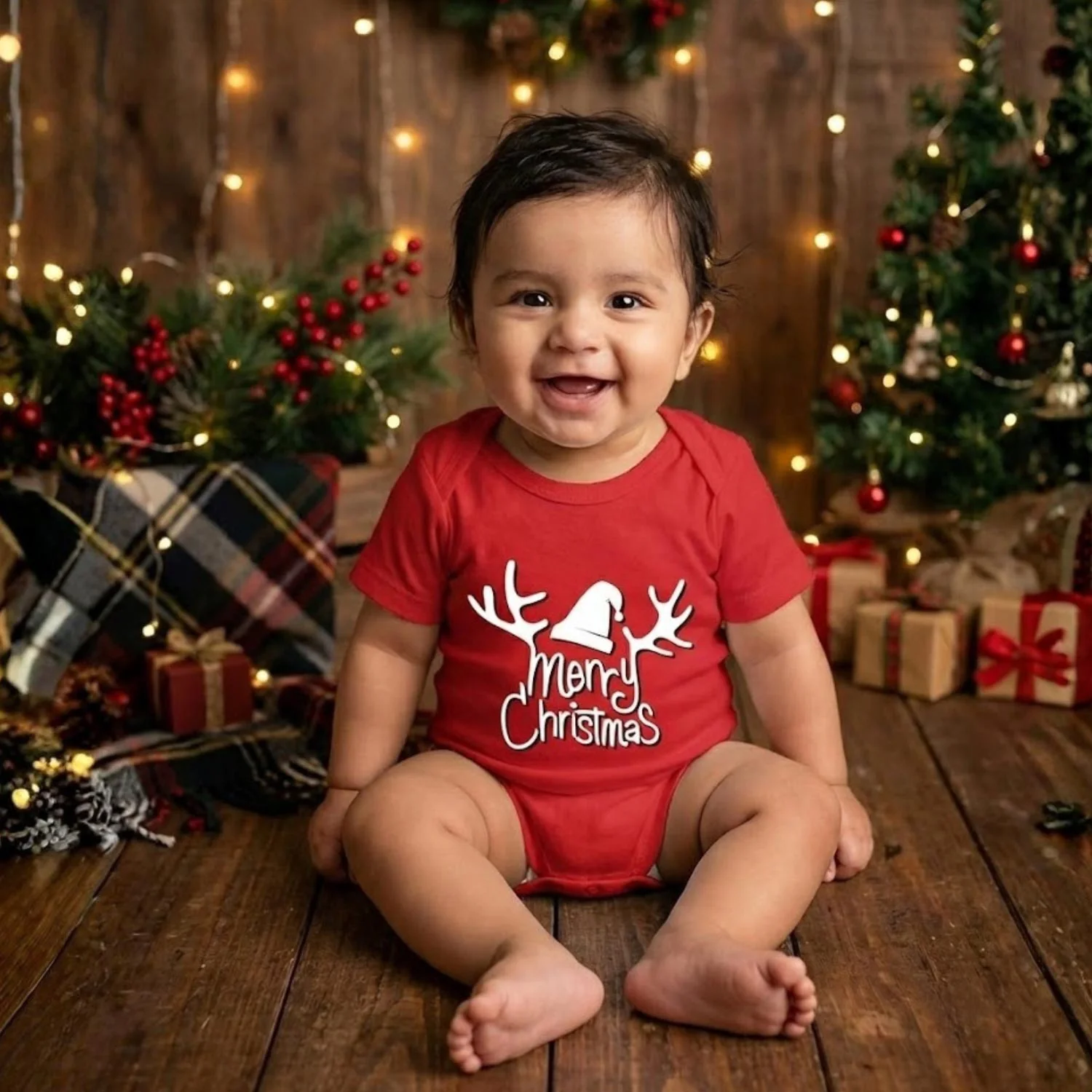 Organic Cotton Baby Christmas Onesie | Christmas Clothing For Newborn Baby | 0-3 Months | Pack of 1 - Image 2