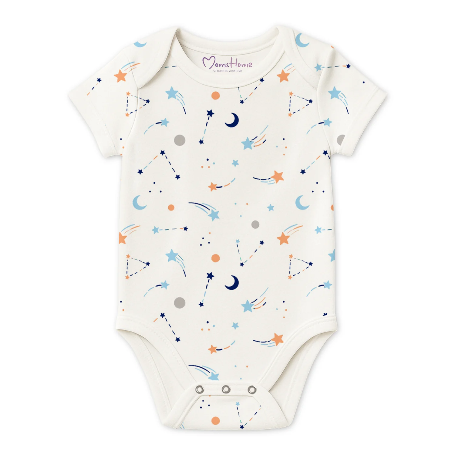 Organic Cotton Baby Half Sleeve Onesie | Galaxy & Little Hearts  | Pack of 2 - Image 6