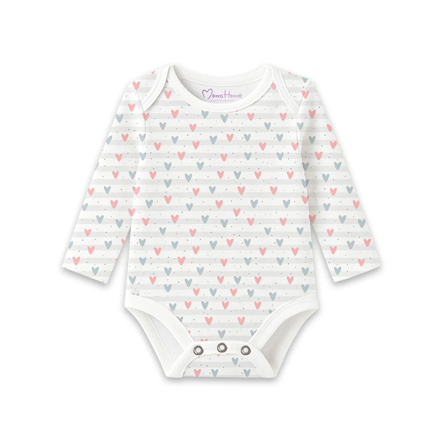 Organic Cotton Baby Full & Half Sleeve Onesie | Little Hearts | Pack of 2 - Image 7
