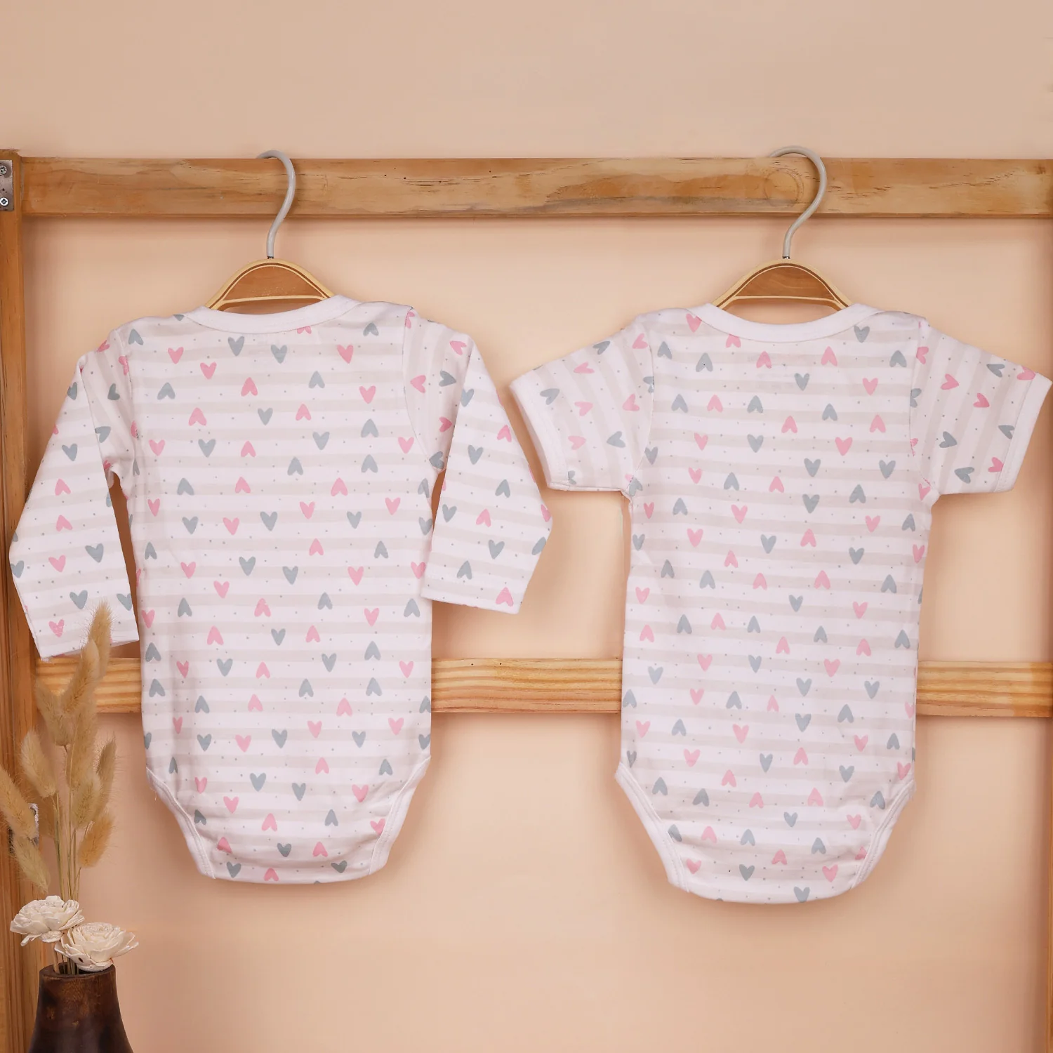 Organic Cotton Baby Full & Half Sleeve Onesie | Little Hearts | Pack of 2 - Image 9