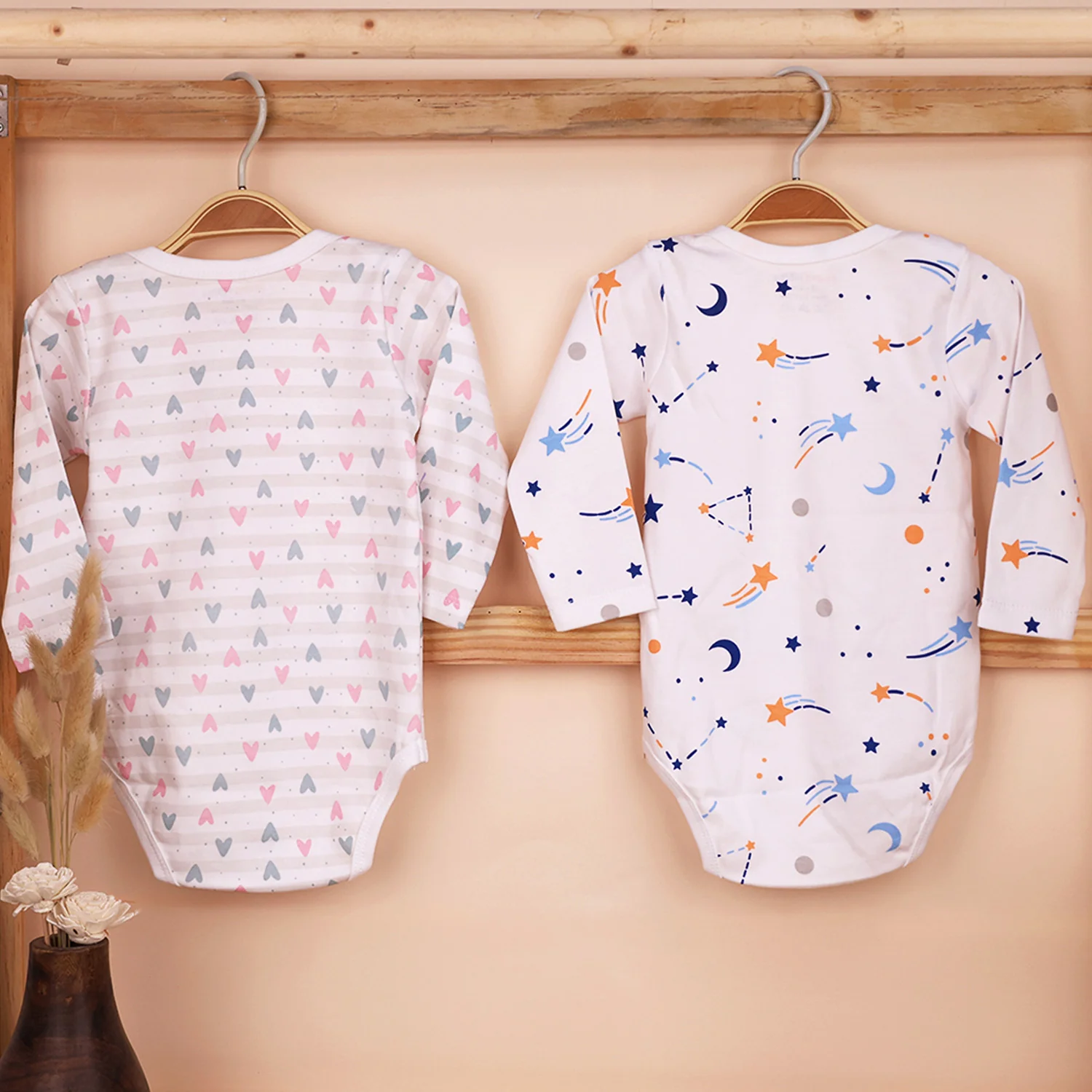 Organic Cotton Baby Full Sleeve Onesie | Galaxy & Little Hearts  | Pack of 2 - Image 7