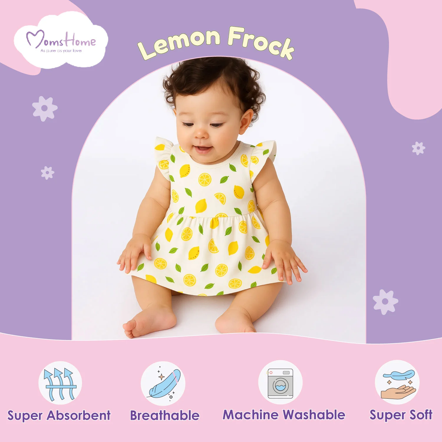 Organic Cotton Baby Girls Frock | Comfortable & Stylish Frock For Infant & Toddler Girls | Pack of 1 - Image 5