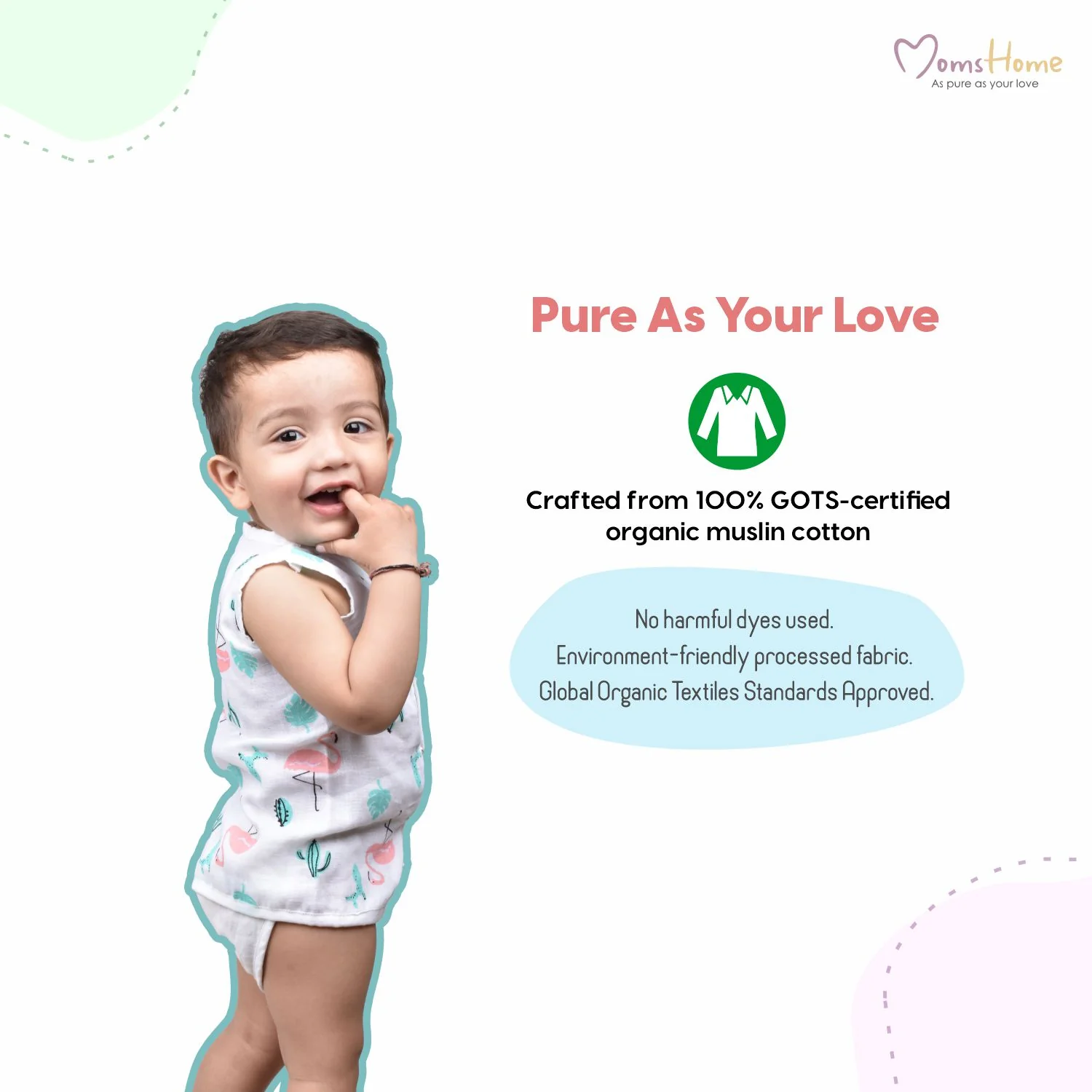 Organic Cotton Baby Muslin Nappies | Pack of 3 | Mix Design - Image 8