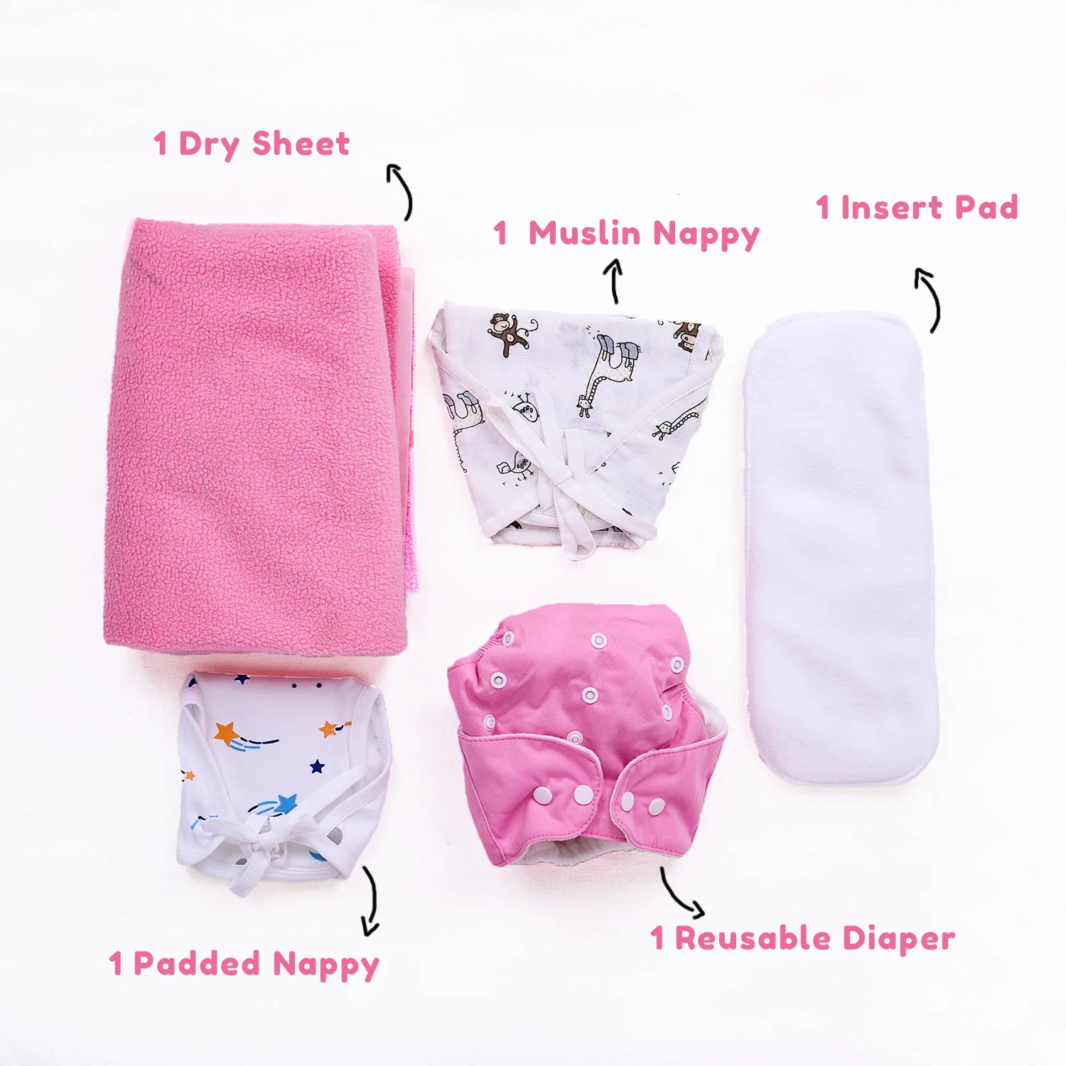 Organic Cotton Baby Nappy Time Combo | 5 Items | 0-6 Months - Image 5