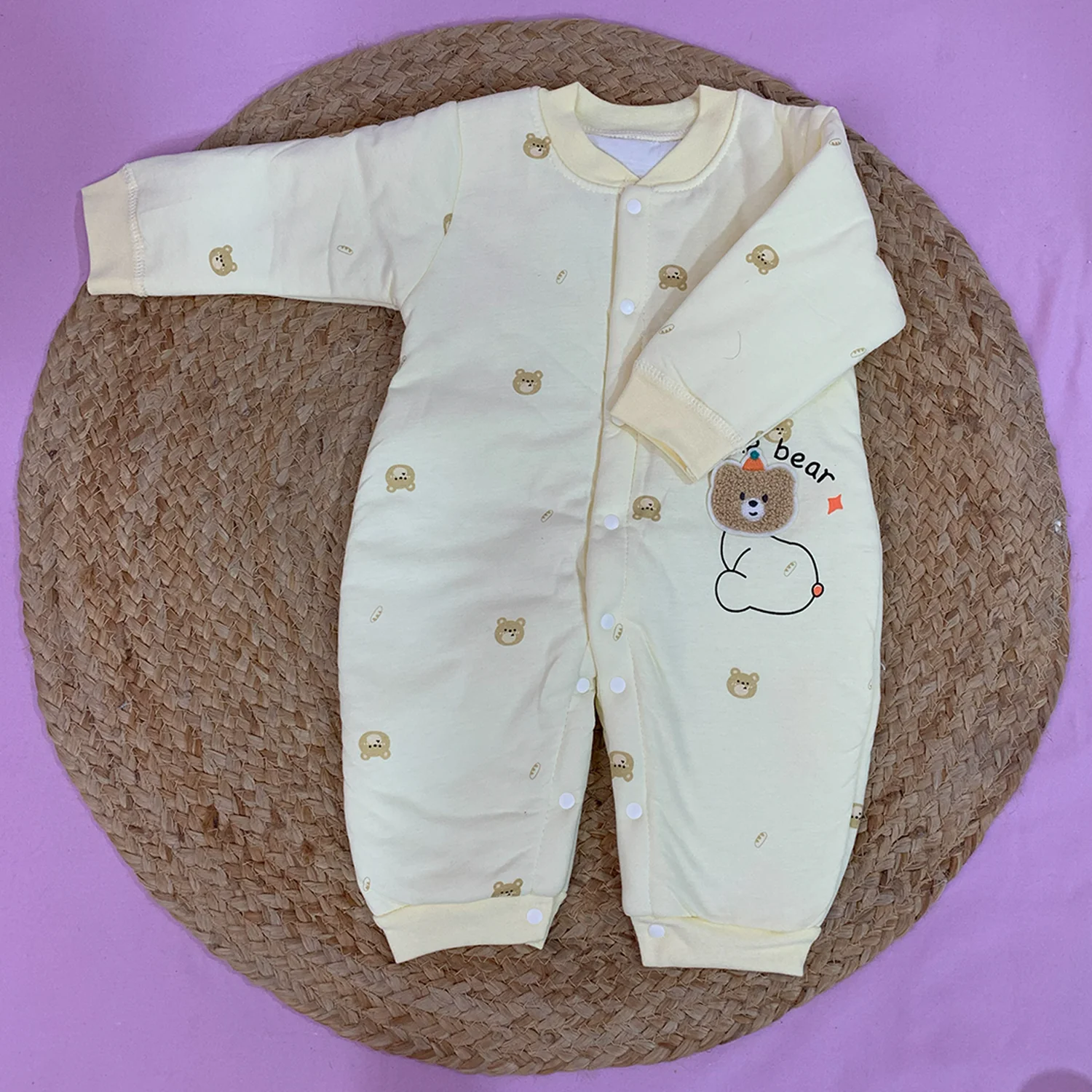 Organic Cotton Full Body Romper For Baby | Bear | Pack of 1 - Image 2