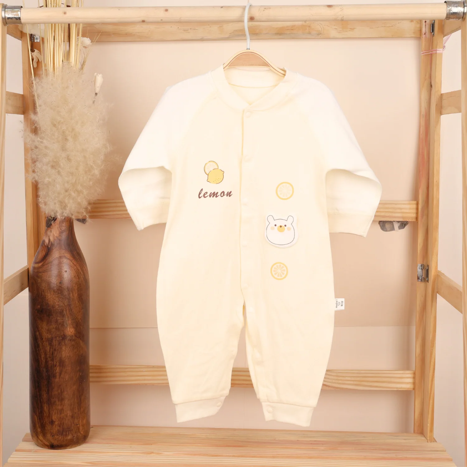 Organic Cotton Full Body Romper For Baby | New Lemon | Pack of 1 - Image 3