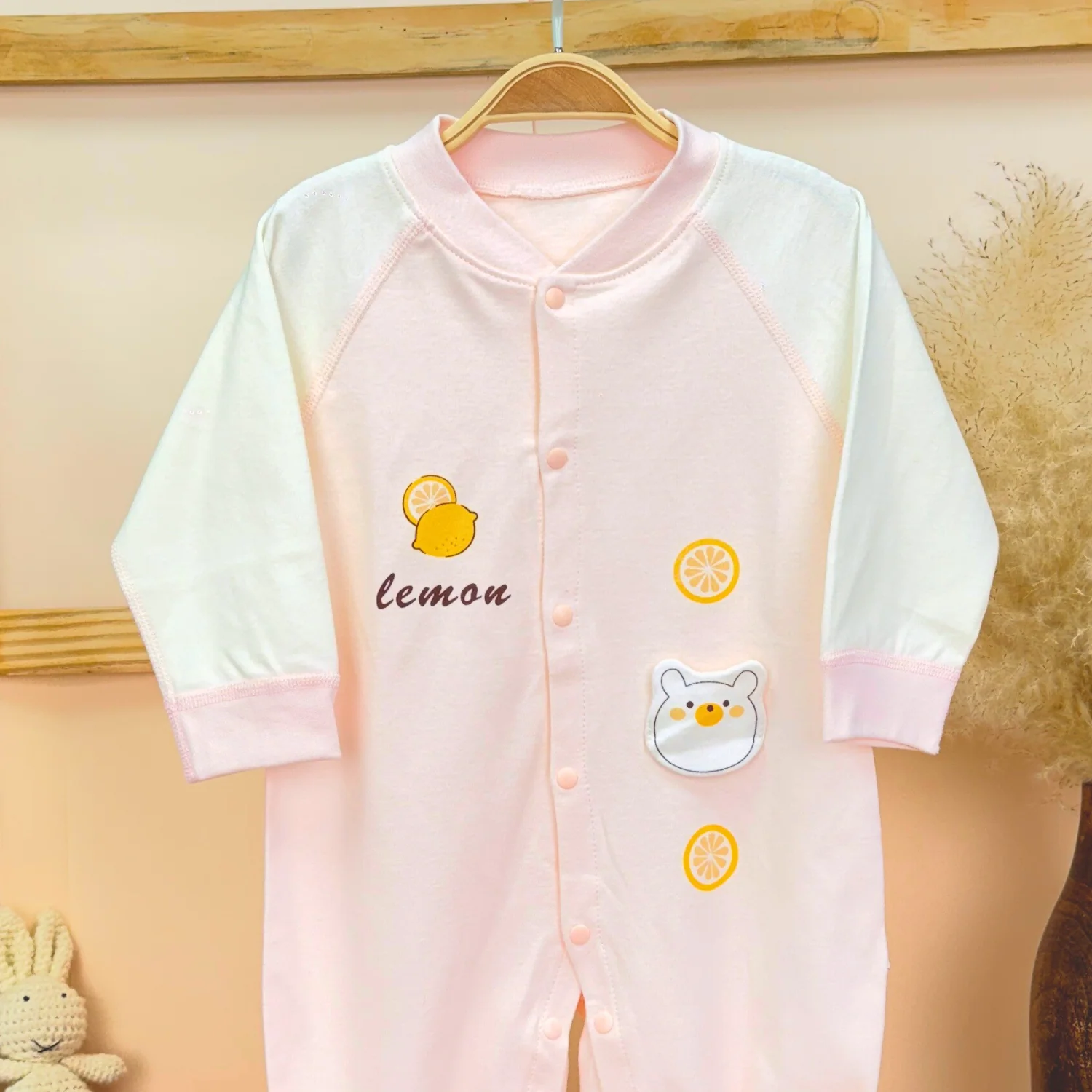Organic Cotton Full Body Romper For Baby | New Lemon | Pack of 1 - Image 4