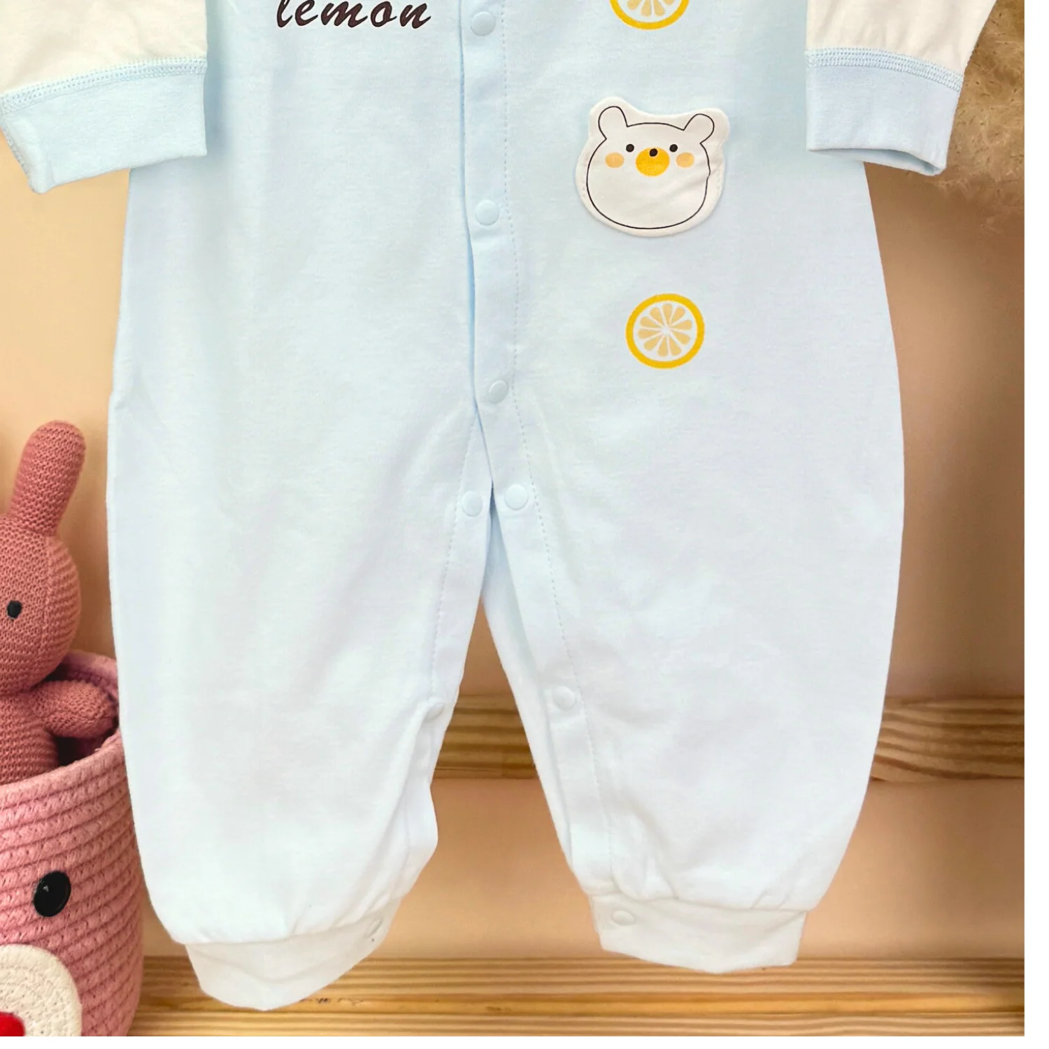 Organic Cotton Full Body Romper For Baby | New Lemon | Pack of 1 - Image 7
