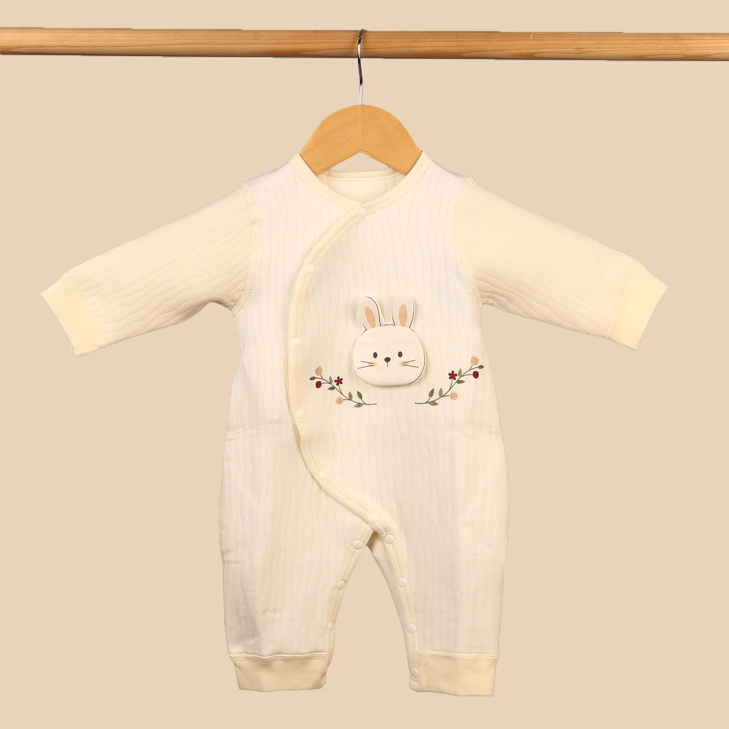 Organic Cotton Full Body Winter Romper for Babies | Soft & Warm Baby Romper | 0-6 Months | Pack of 1 - Image 2