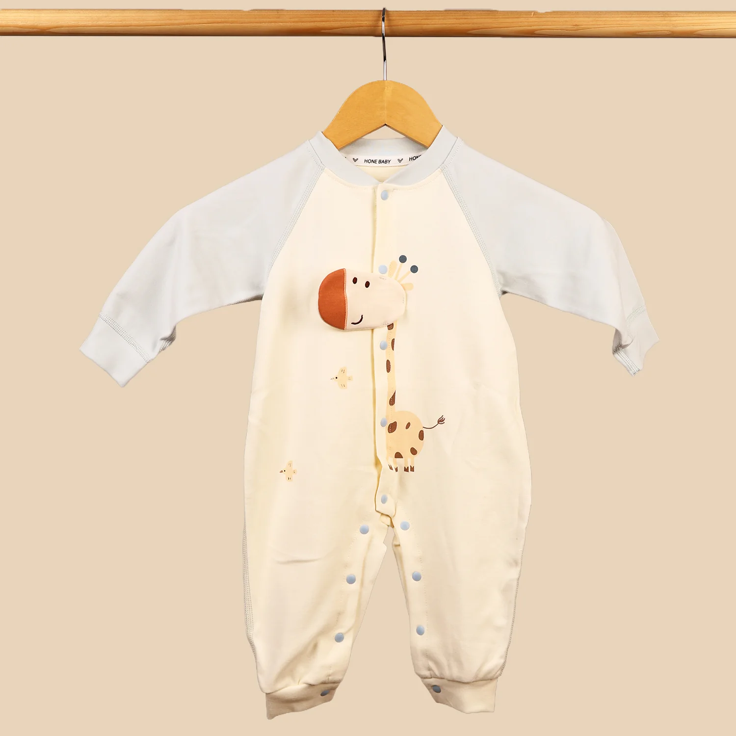 Organic Cotton Full Body Winter Romper for Babies | Soft & Warm Baby Romper | Giraffe | Pack of 1 - Image 2