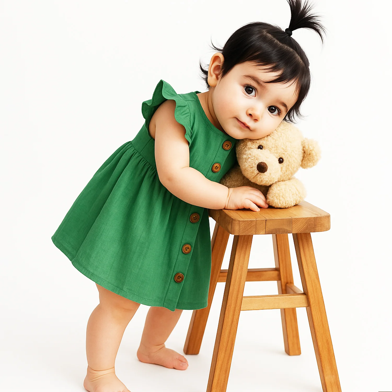 Organic Cotton Girls Frock | Comfortable & Stylish Ribbed Frock For Toddlers | Pack of 1 - Image 3