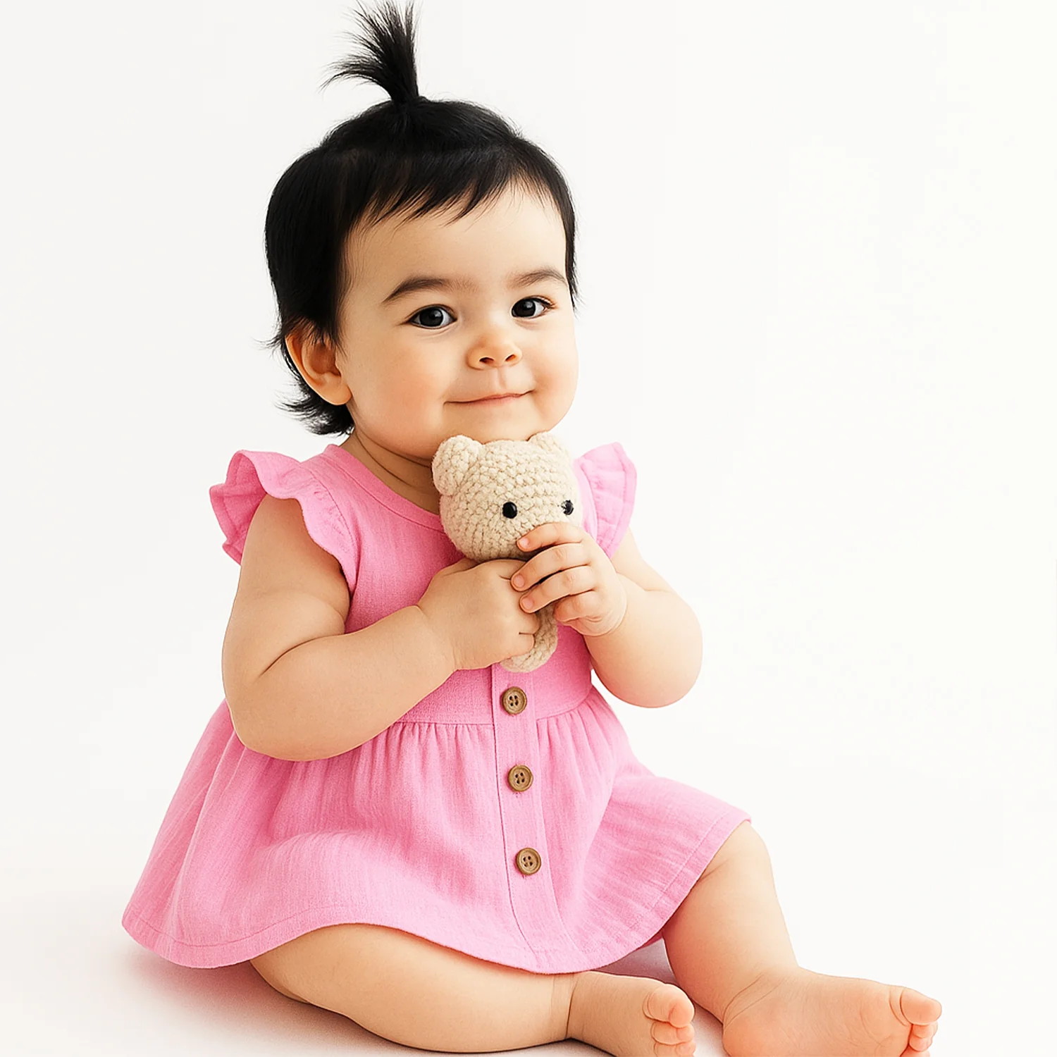 Organic Cotton Girls Frock | Comfortable & Stylish Ribbed Frock For Toddlers | Pack of 1 - Image 4