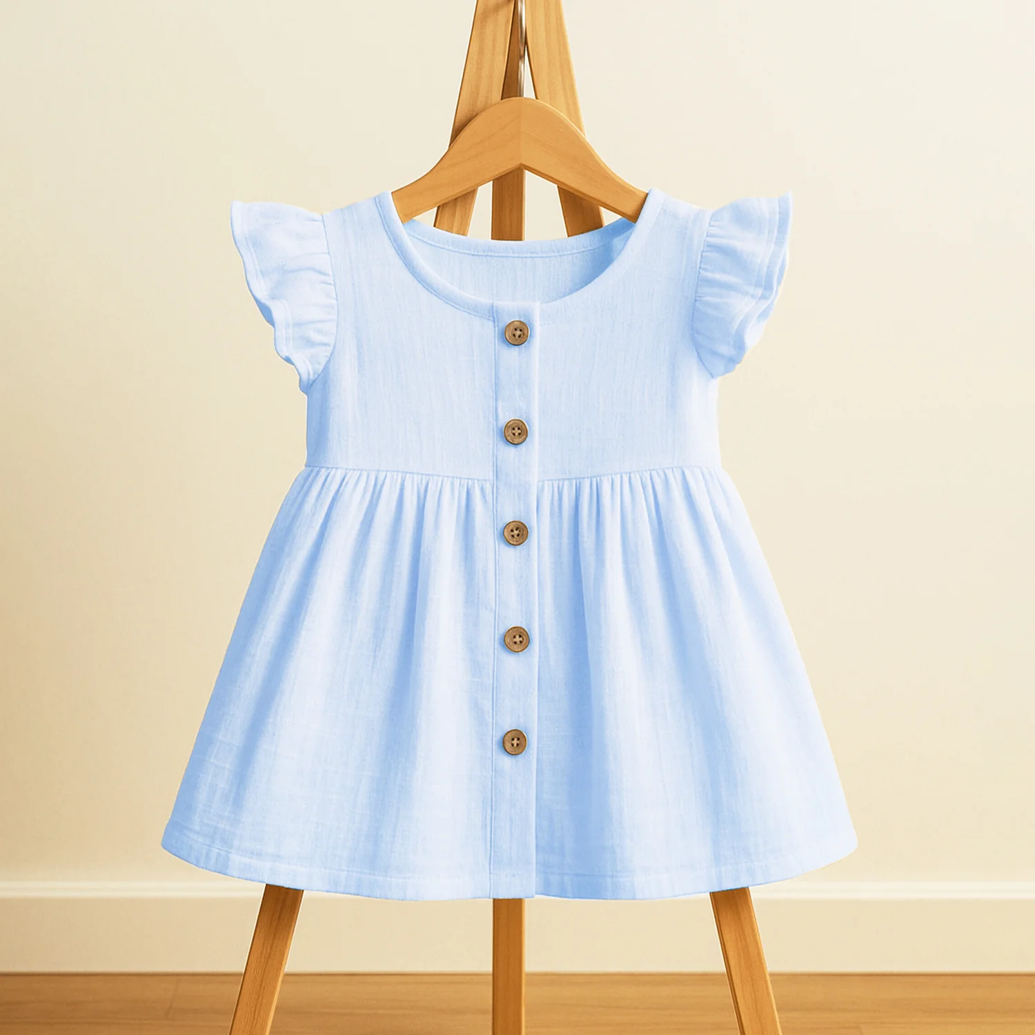 Organic Cotton Girls Frock | Comfortable & Stylish Ribbed Frock For Toddlers | Pack of 1 - Image 5