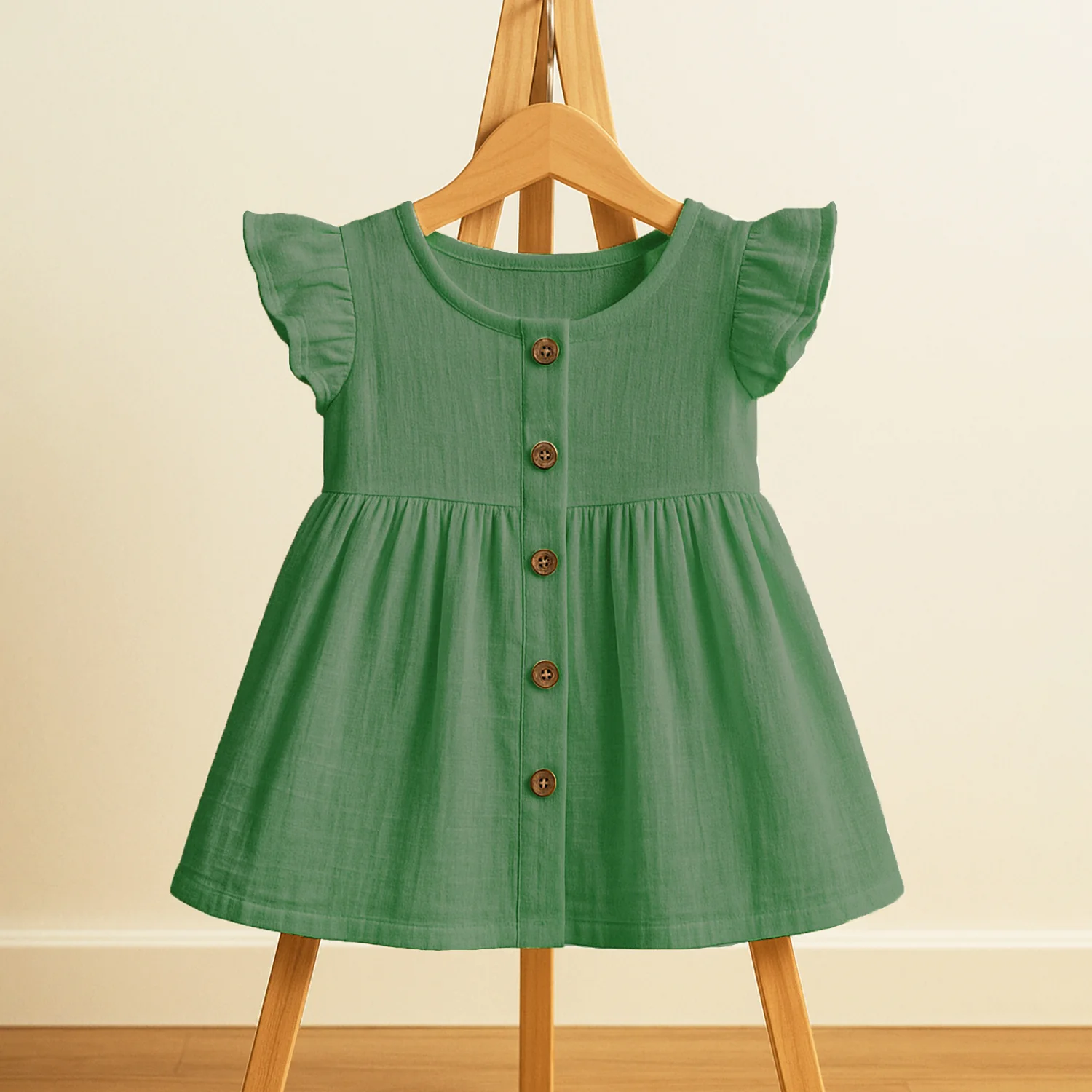 Organic Cotton Girls Frock | Comfortable & Stylish Ribbed Frock For Toddlers | Pack of 1 - Image 7