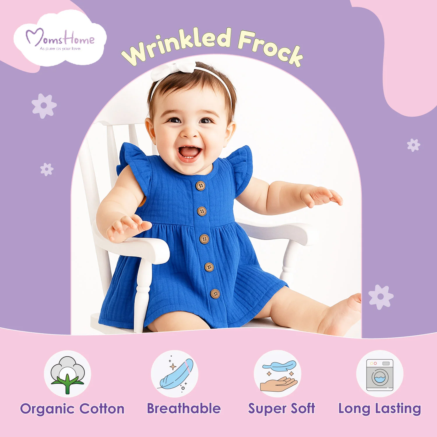 Organic Cotton Girls Frock | Comfortable & Stylish Ribbed Frock For Toddlers | Pack of 1 - Image 9