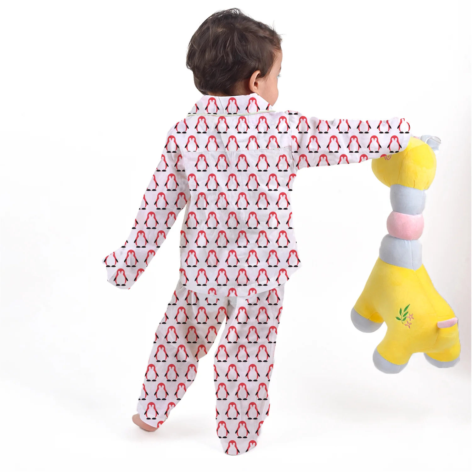 Organic Cotton Kids Night Suit | Full Sleeves Sleepwear | Penguins - Image 3