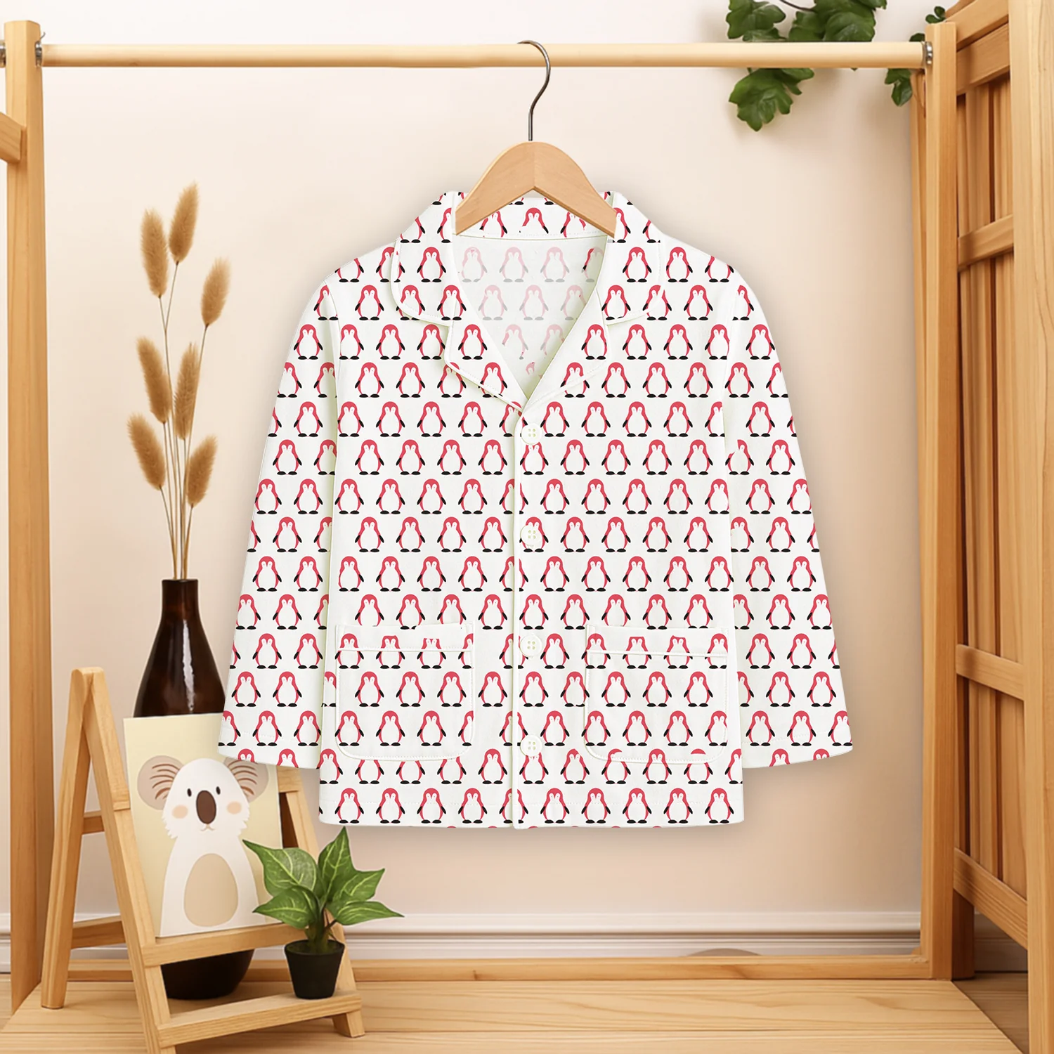 Organic Cotton Kids Night Suit | Full Sleeves Sleepwear | Penguins - Image 6