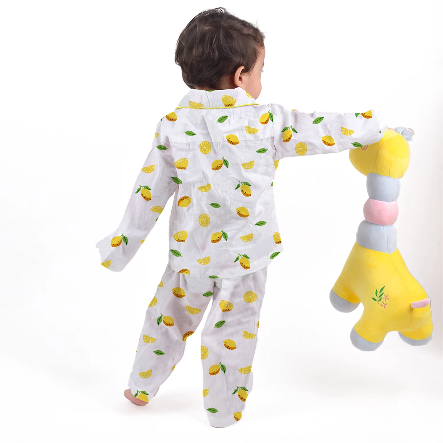 Organic Cotton Kids Pajama Set Combo | Night Suit | Sleepwear | Lemon - Image 3