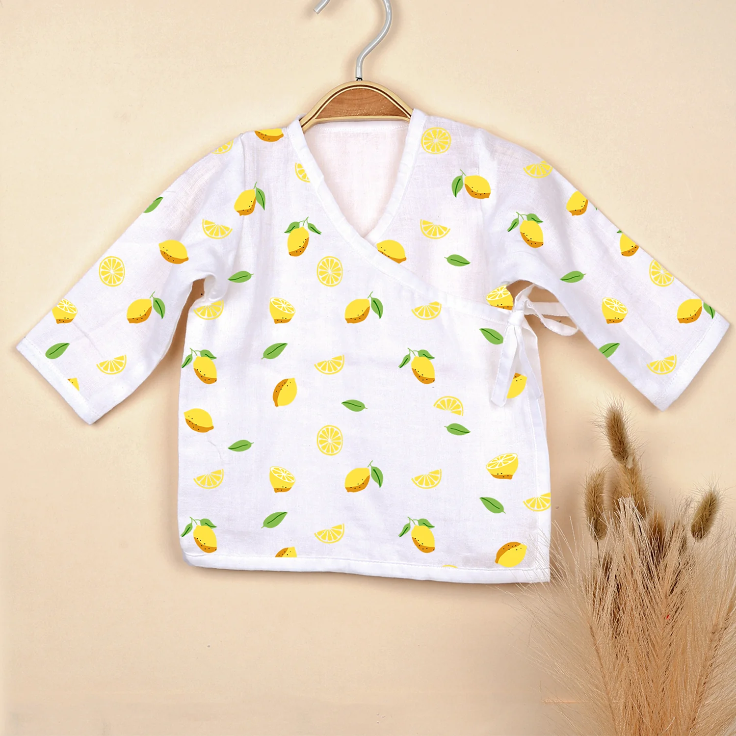 Organic Cotton Muslin Front Open Kimono Jhabla & Nappy For New Born Baby | New Born Baby Clothing | Lemon, Blue Whale | Pack of 4 - Image 2