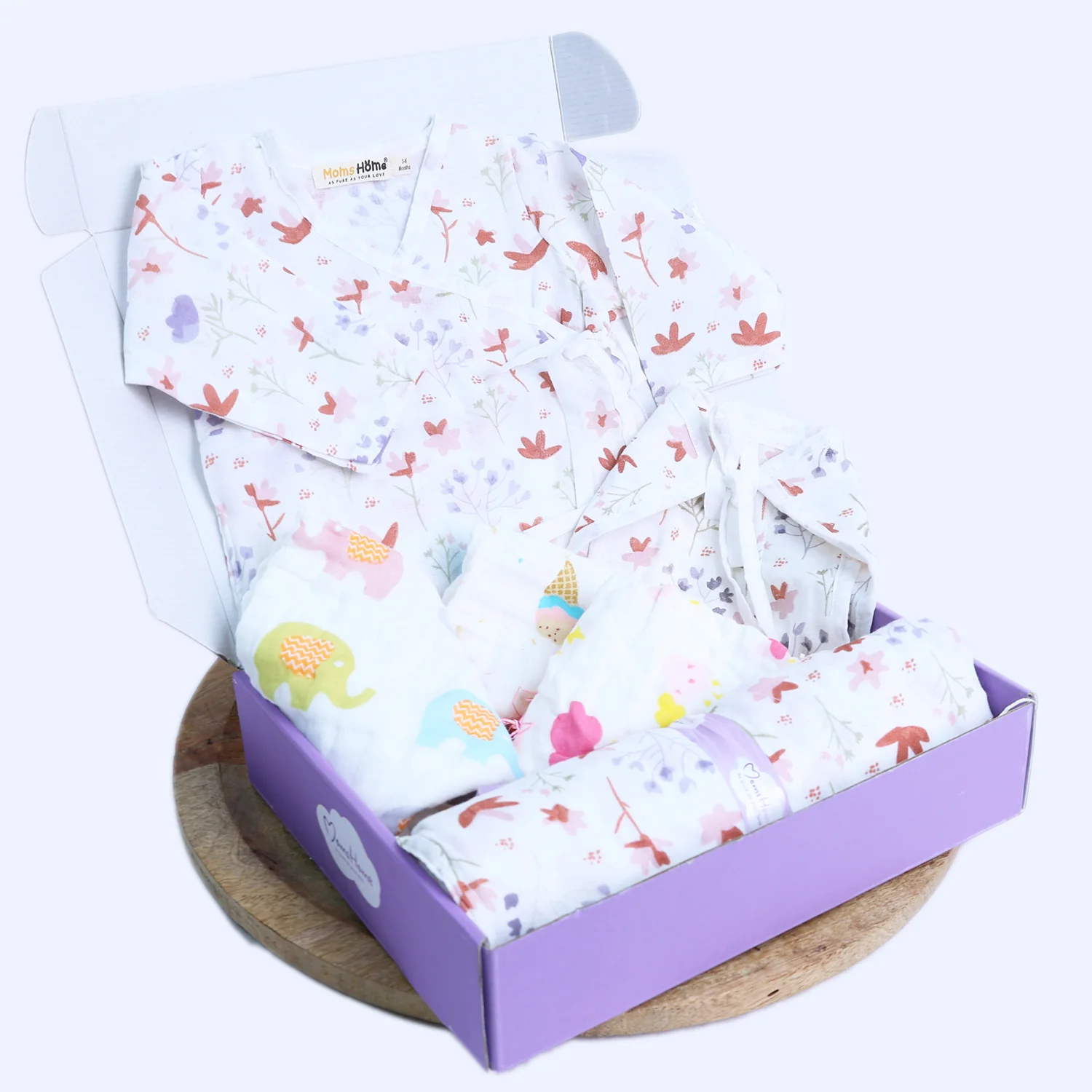Organic Cotton Muslin Gift Combo Set For New Born Baby | Pack of 6 | Blossom - Image 2