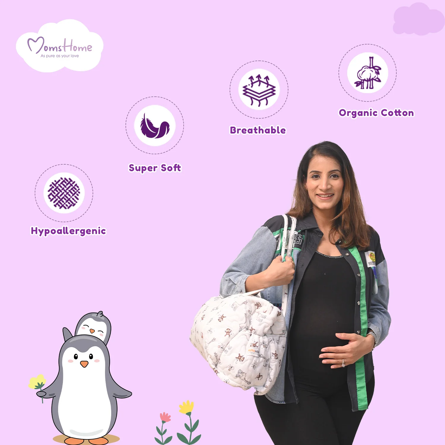 Organic Cotton Muslin Gift Combo Set For New Born Baby | Pack of 6 | Blossom - Image 9