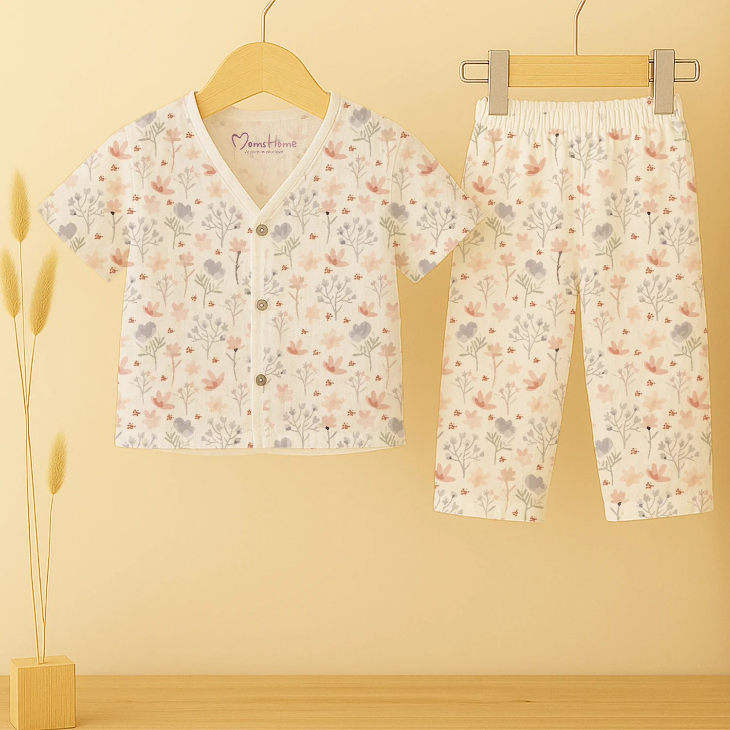 Organic Cotton Muslin Jhabla and Pant Set | Muslin Clothing For Newborn Babies | Half Sleeve Baby Jabla and  Baby Pajama Co-Ord Set | Set of 1 - Image 13