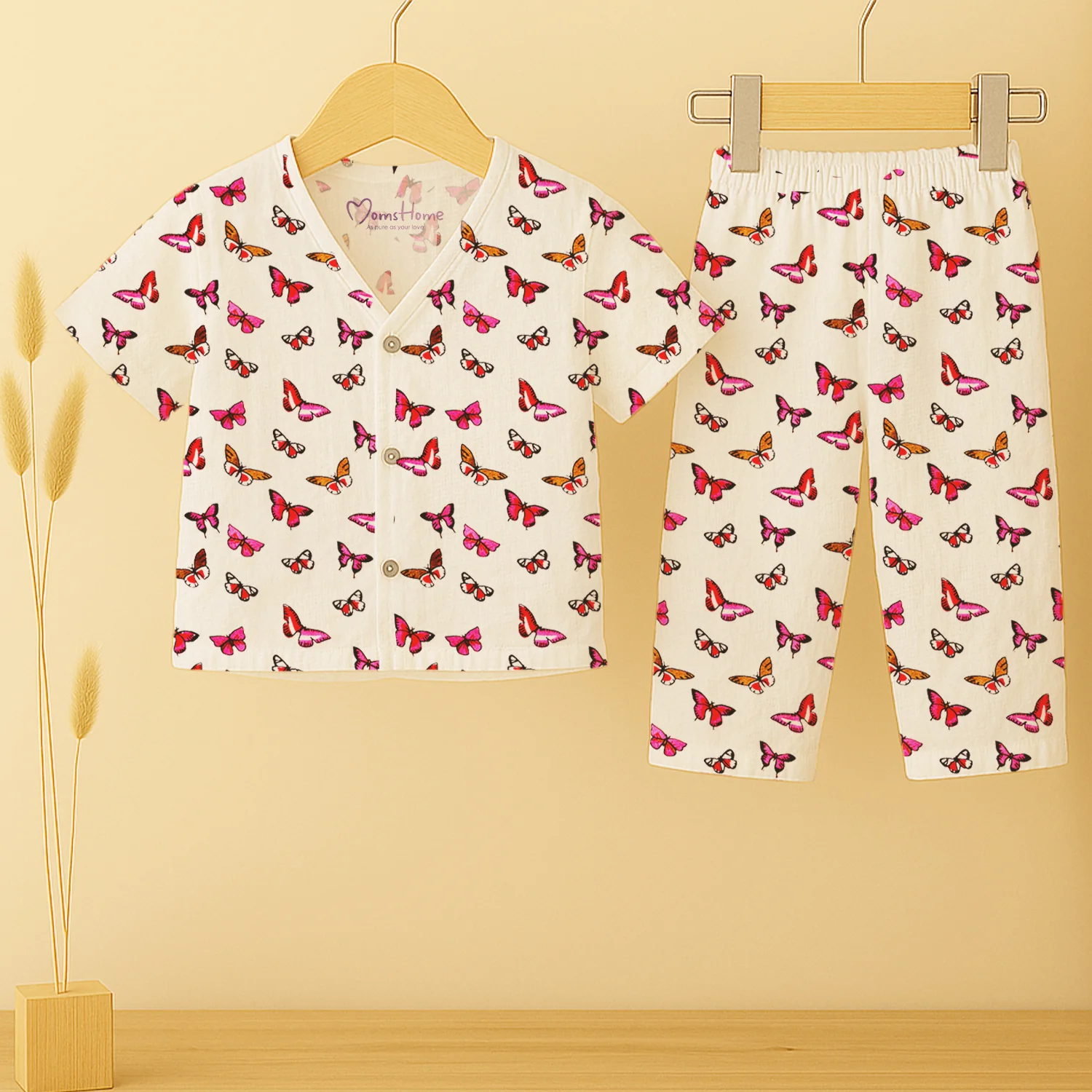 Organic Cotton Muslin Jhabla and Pant Set | Muslin Clothing For Newborn Babies | Half Sleeve Baby Jabla and  Baby Pajama Co-Ord Set | Set of 1 - Image 6