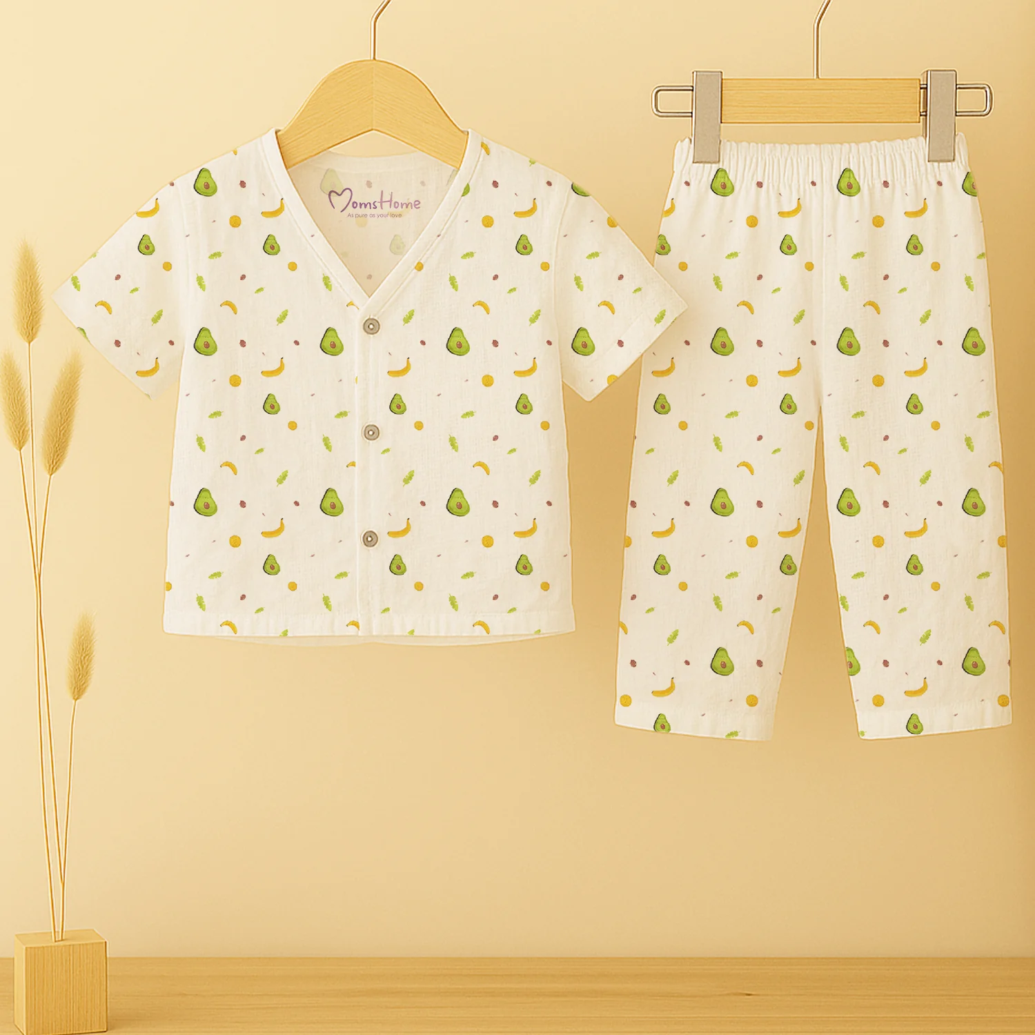 Organic Cotton Muslin Jhabla and Pant Set | Muslin Clothing For Newborn Babies | Half Sleeve Baby Jabla and  Baby Pajama Co-Ord Set | Set of 1 - Image 7