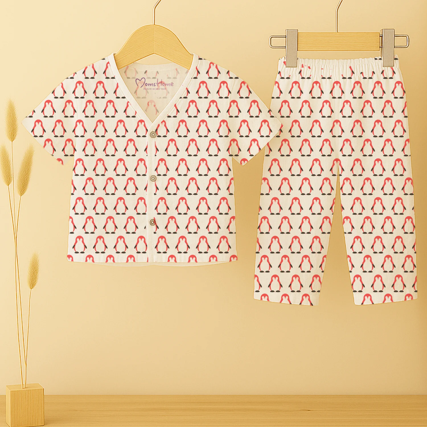 Organic Cotton Muslin Jhabla and Pant Set | Muslin Clothing For Newborn Babies | Half Sleeve Baby Jabla and  Baby Pajama Co-Ord Set | Set of 1 - Image 9