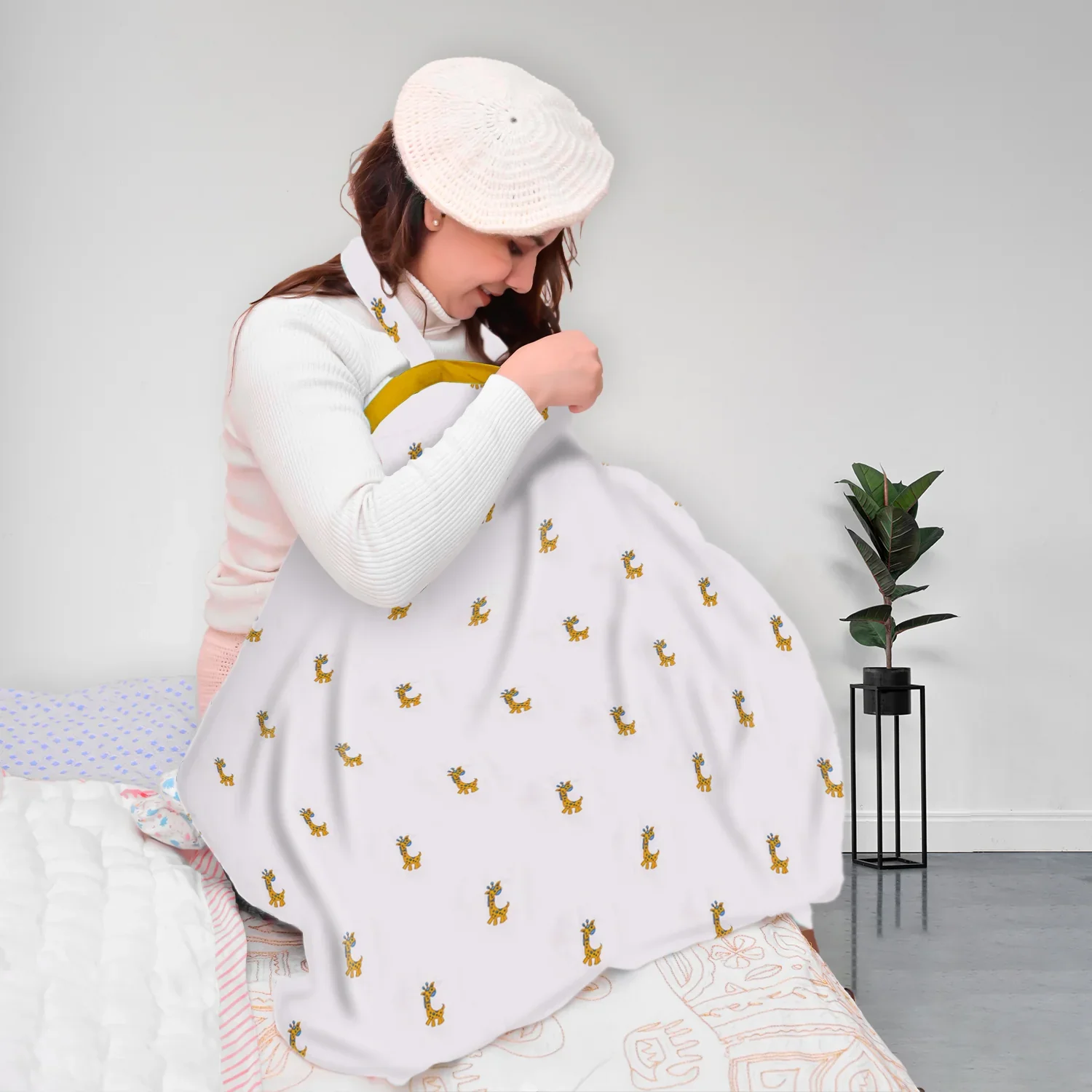 Organic Cotton Muslin Nursing Cover For Breastfeeding | Feeding Apron | 100x70 CM | Pack of 1 - Image 12
