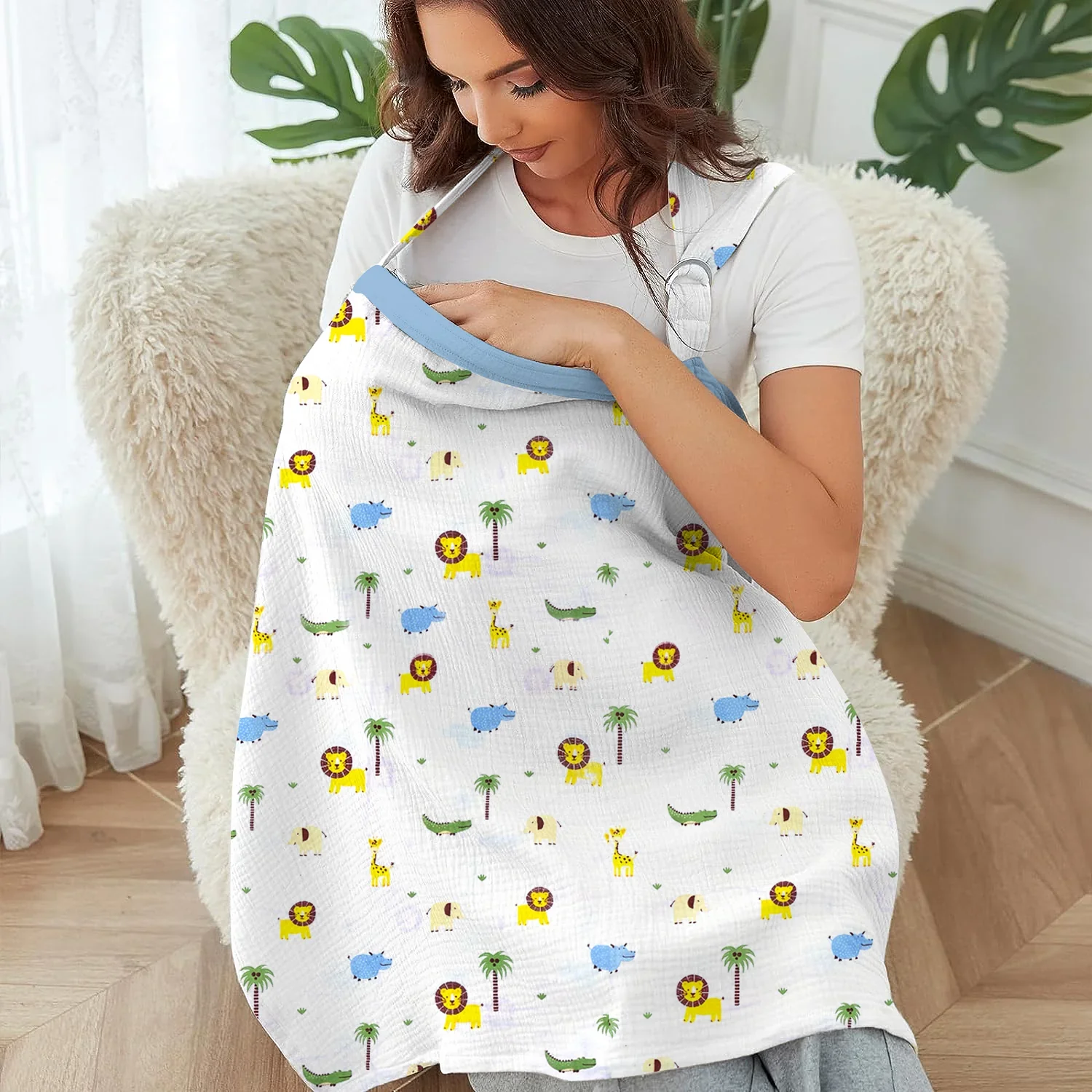 Organic Cotton Muslin Nursing Cover For Breastfeeding | Feeding Apron | 100x70 CM | Pack of 1 - Image 13