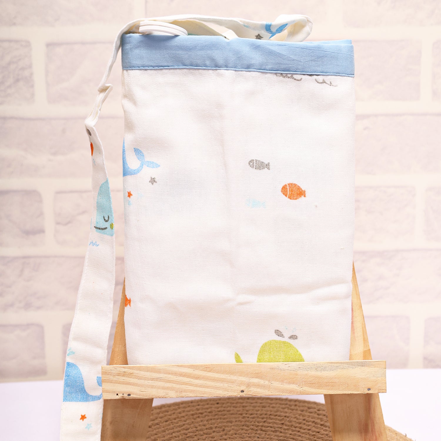 Organic Cotton Muslin Nursing Cover For Breastfeeding Feeding Apron - Blue Whale - Image 4