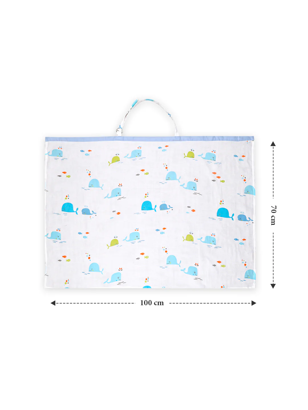 Organic Cotton Muslin Nursing Cover For Breastfeeding Feeding Apron - Blue Whale - Image 6