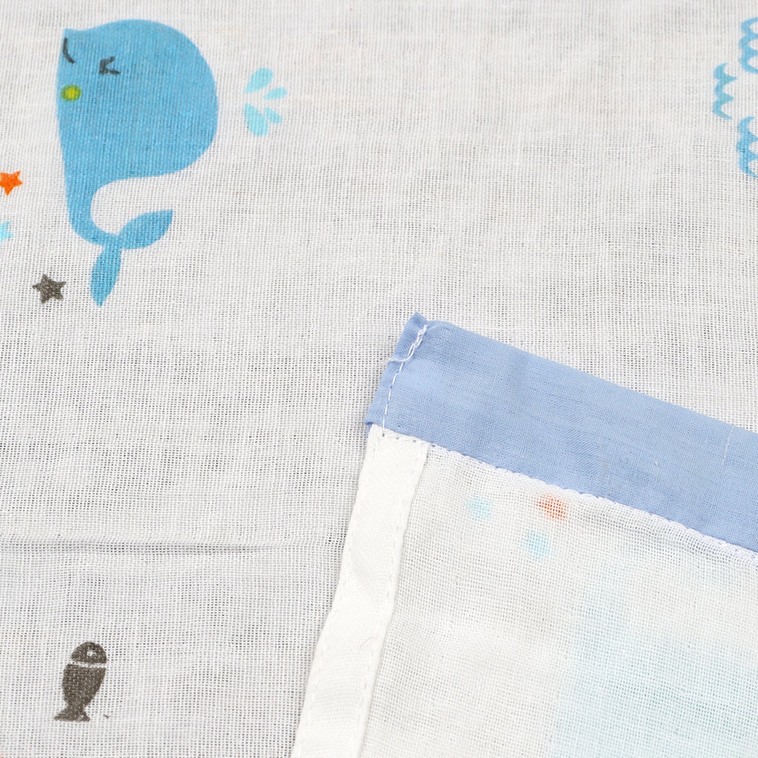 Organic Cotton Muslin Nursing Cover For Breastfeeding Feeding Apron - Blue Whale - Image 8