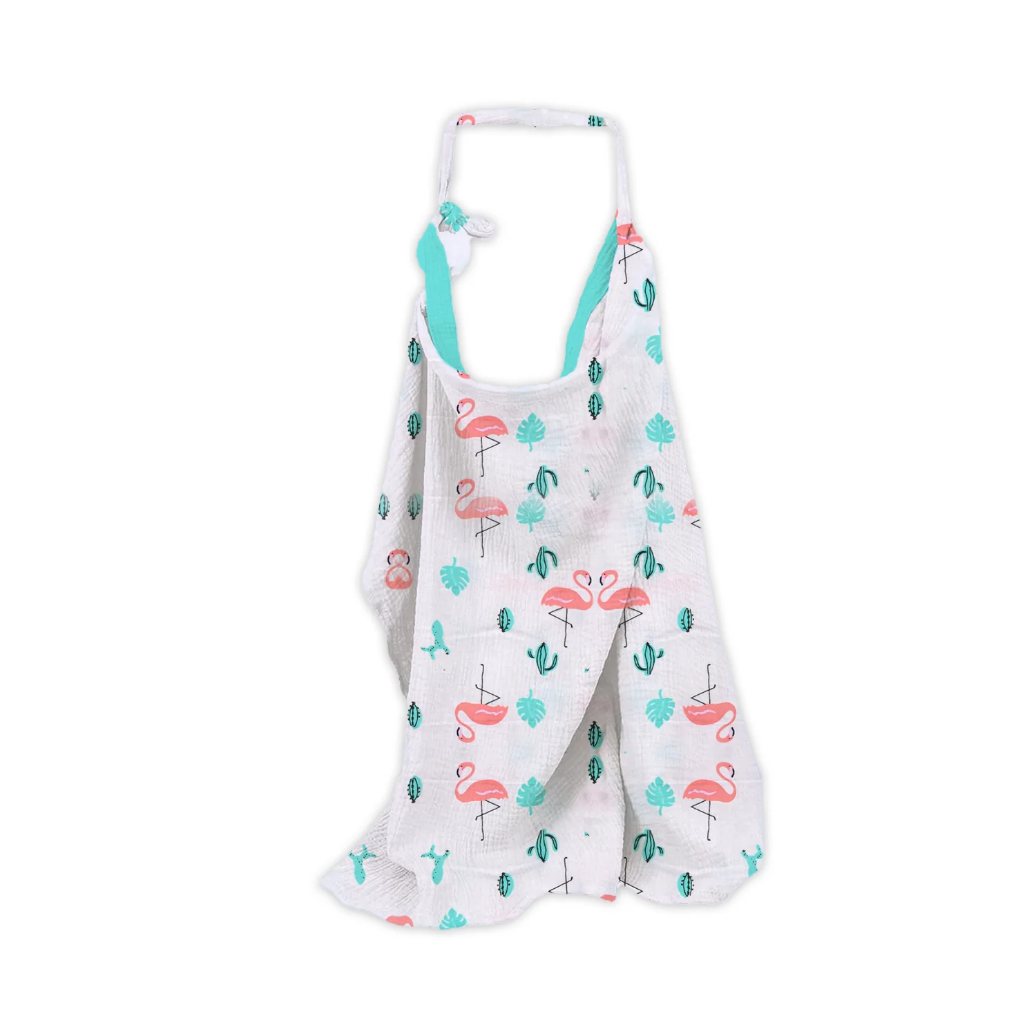 Organic Cotton Muslin Nursing Cover For Breastfeeding Feeding Apron - Flamingo - Image 6