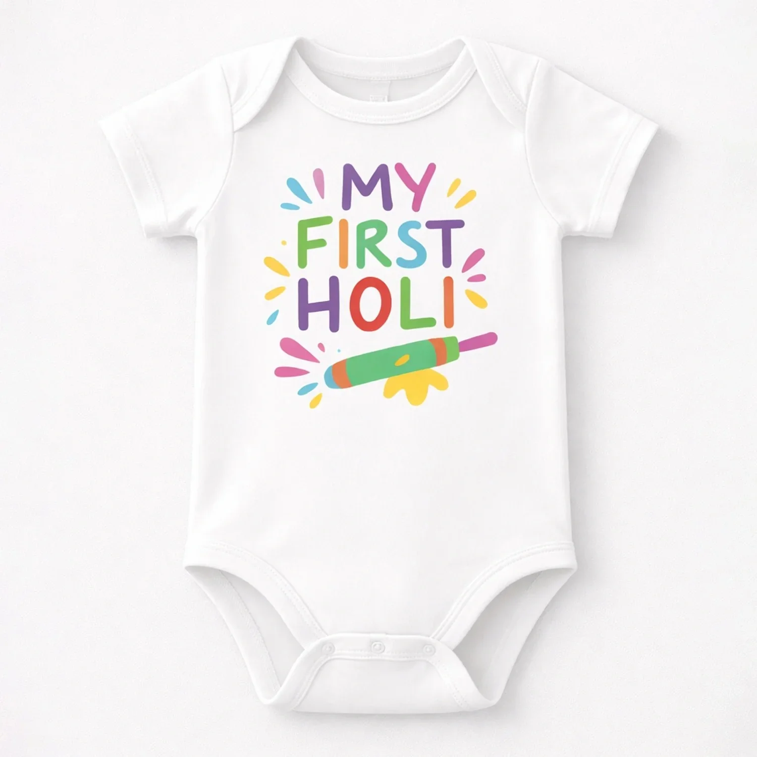 Organic Cotton My First Holi Baby Onesie Dress for Girl & Boy | New Born Onesie | New Born Baby Dress | 0-3 Months - Image 2