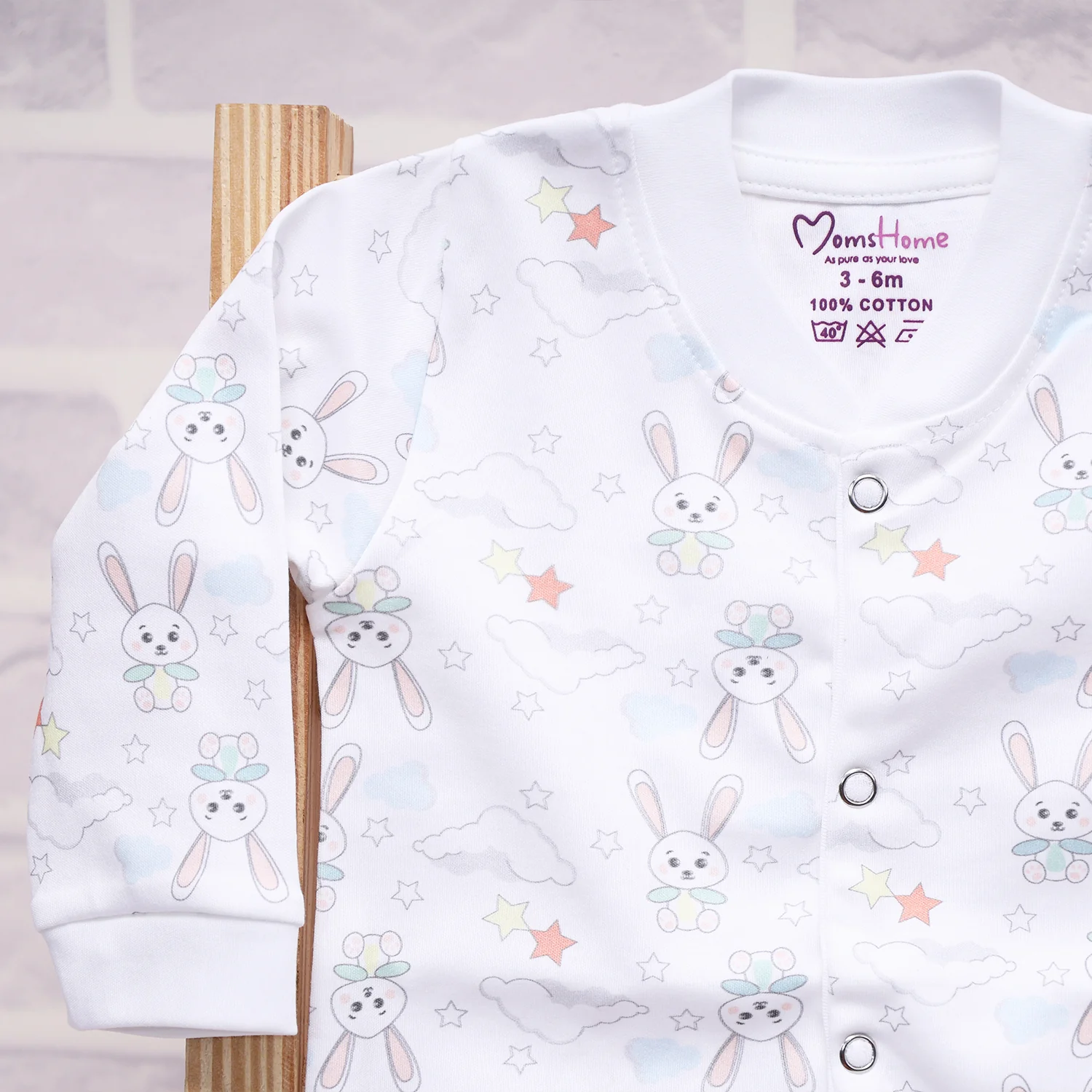Organic Cotton New Born Baby Full Body Romper | New Born Baby Clothing | Bunny | 3-12 Months | Pack of 1 - Image 5