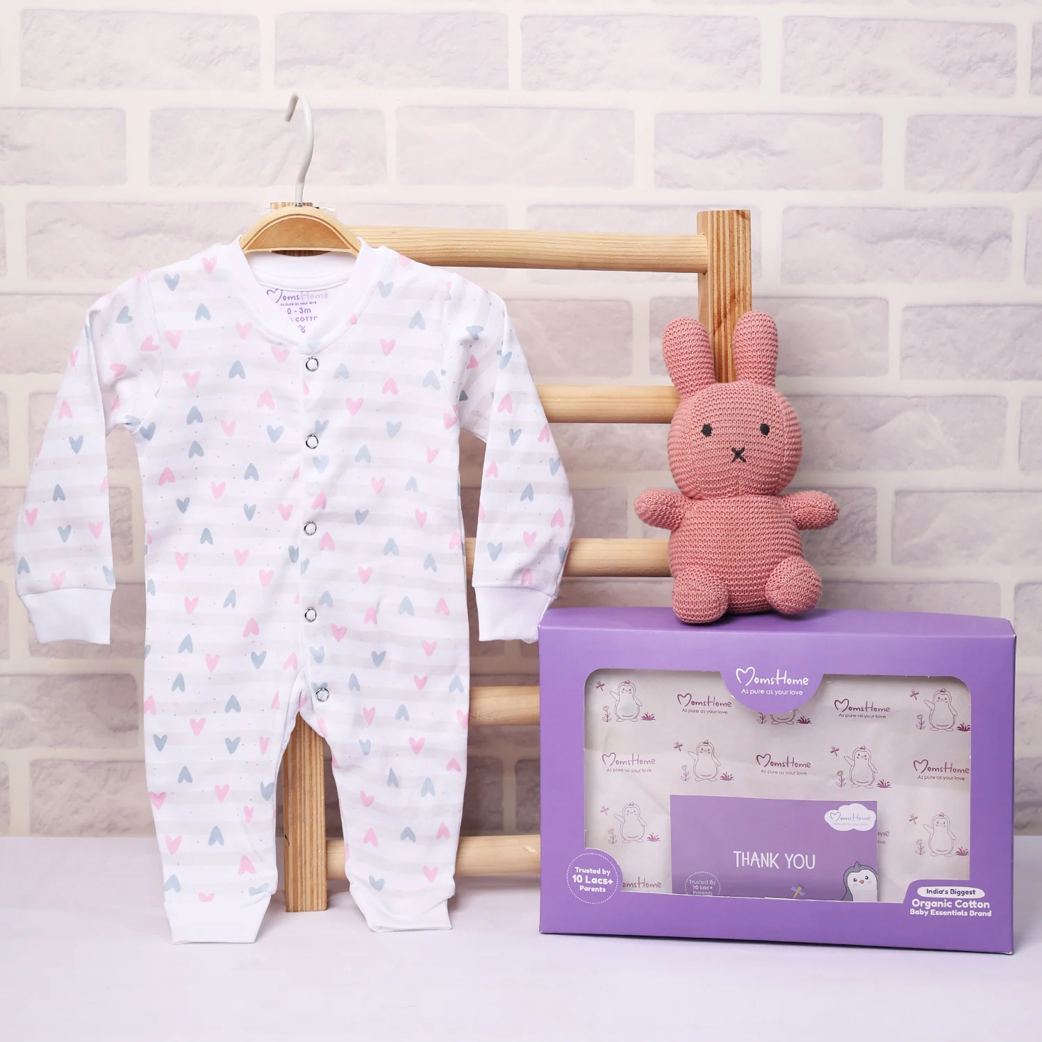 Organic Cotton New Born Baby Full Body Romper | New Born Baby Clothing | Little Hearts | 0-12 Months | Pack of 1 - Image 3