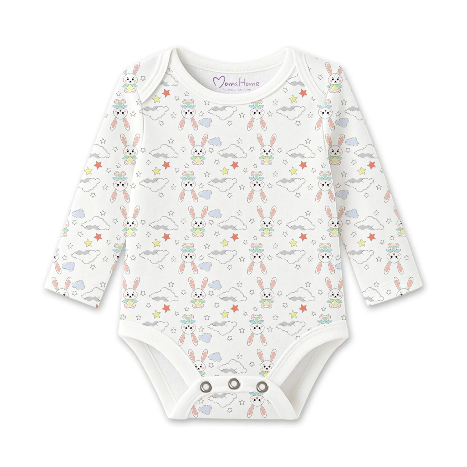 Organic Cotton New Born Baby Full Sleeve Onesie | Newborn Onesie | New Born Baby Dress | 0-6 Months | Pack of 1 - Image 7