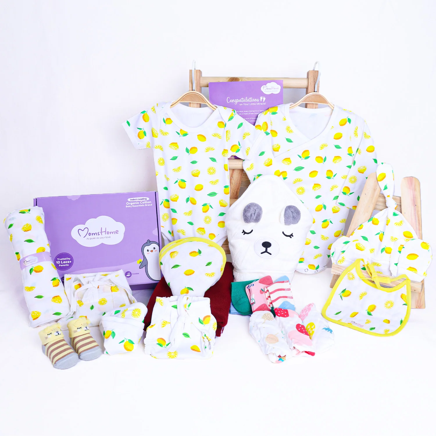 Organic Cotton New Born Baby Hospital Bag Kit | 0-6 Months | 19 Items | Lemon - Image 8