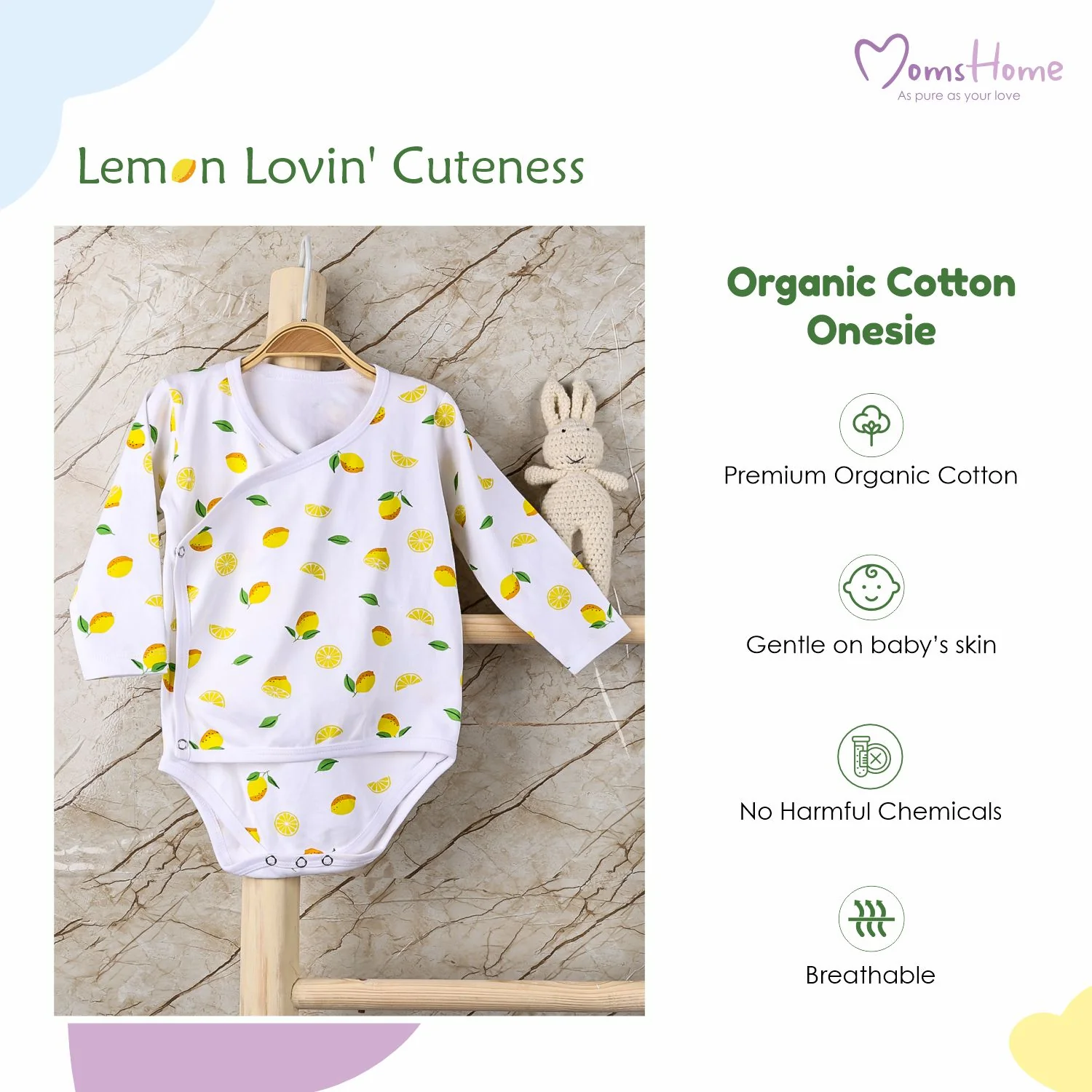 Organic Cotton New Born Baby Hospital Bag Kit | 0-6 Months | 19 Items | Lemon - Image 9