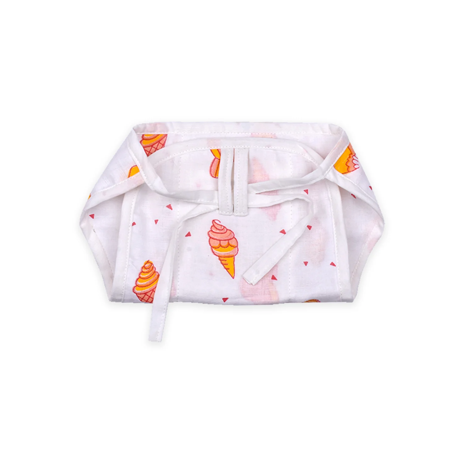 Organic Cotton Printed Muslin Nappies | Green Heart, Ice Cream & Rainbow | Pack of 3 - Image 3